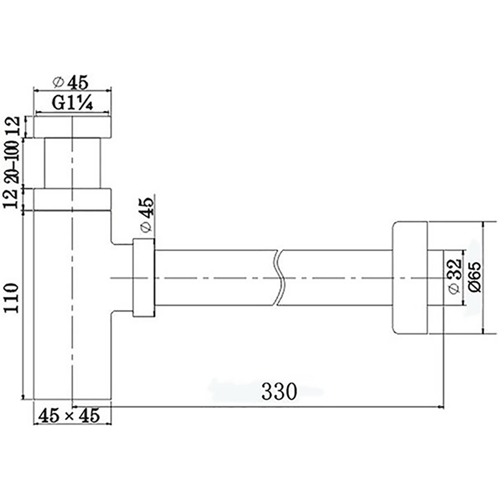 Drench Square Bottle Trap & Outlet