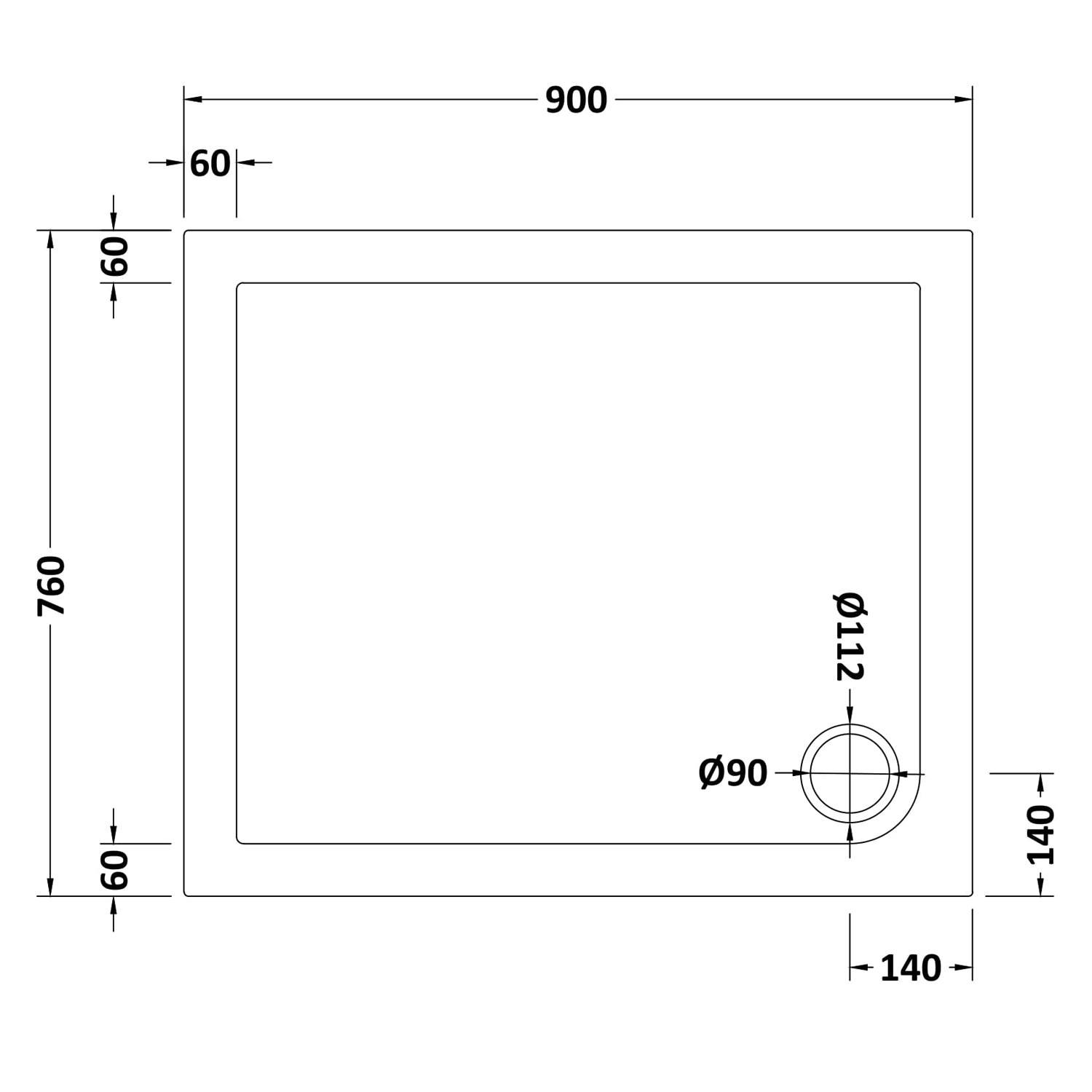Drench MineralStone Low Profile Rectangular Shower Tray