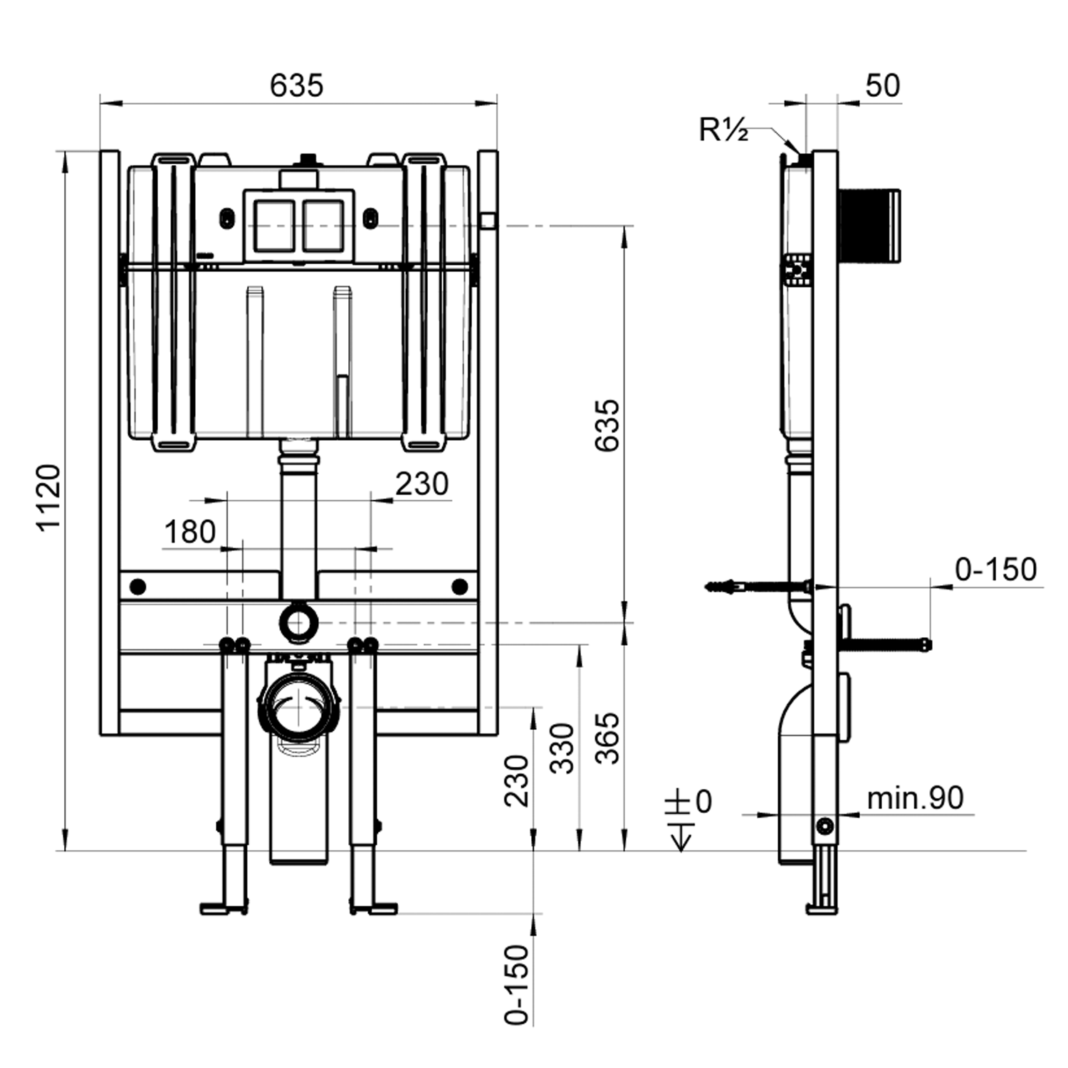 Villeroy & Boch ViConnect Compact Wall Hung 1120mm Toilet Frame