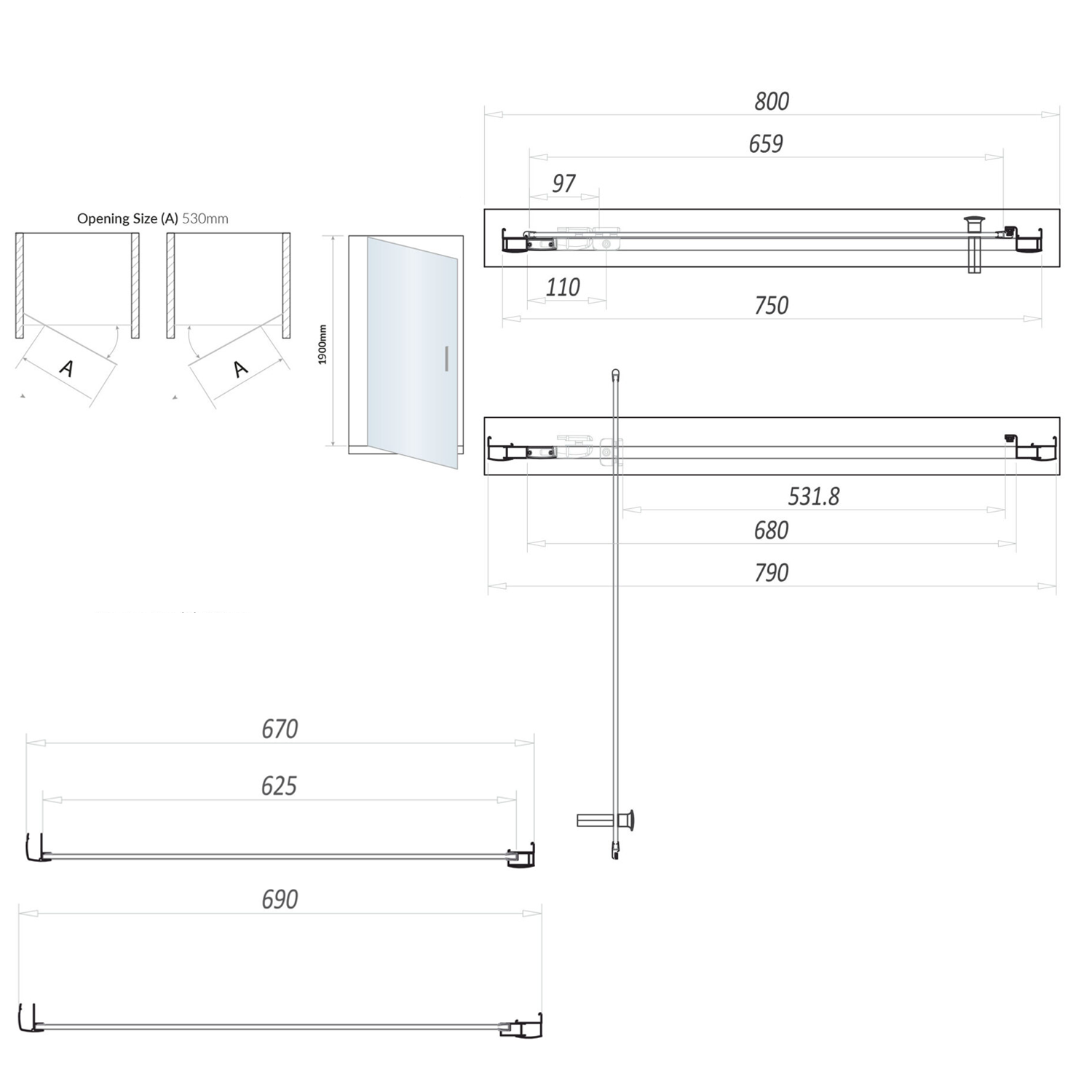 Harbour i6 Easy Clean Brushed Brass 6mm Pivot Shower Door & Optional Side Panel