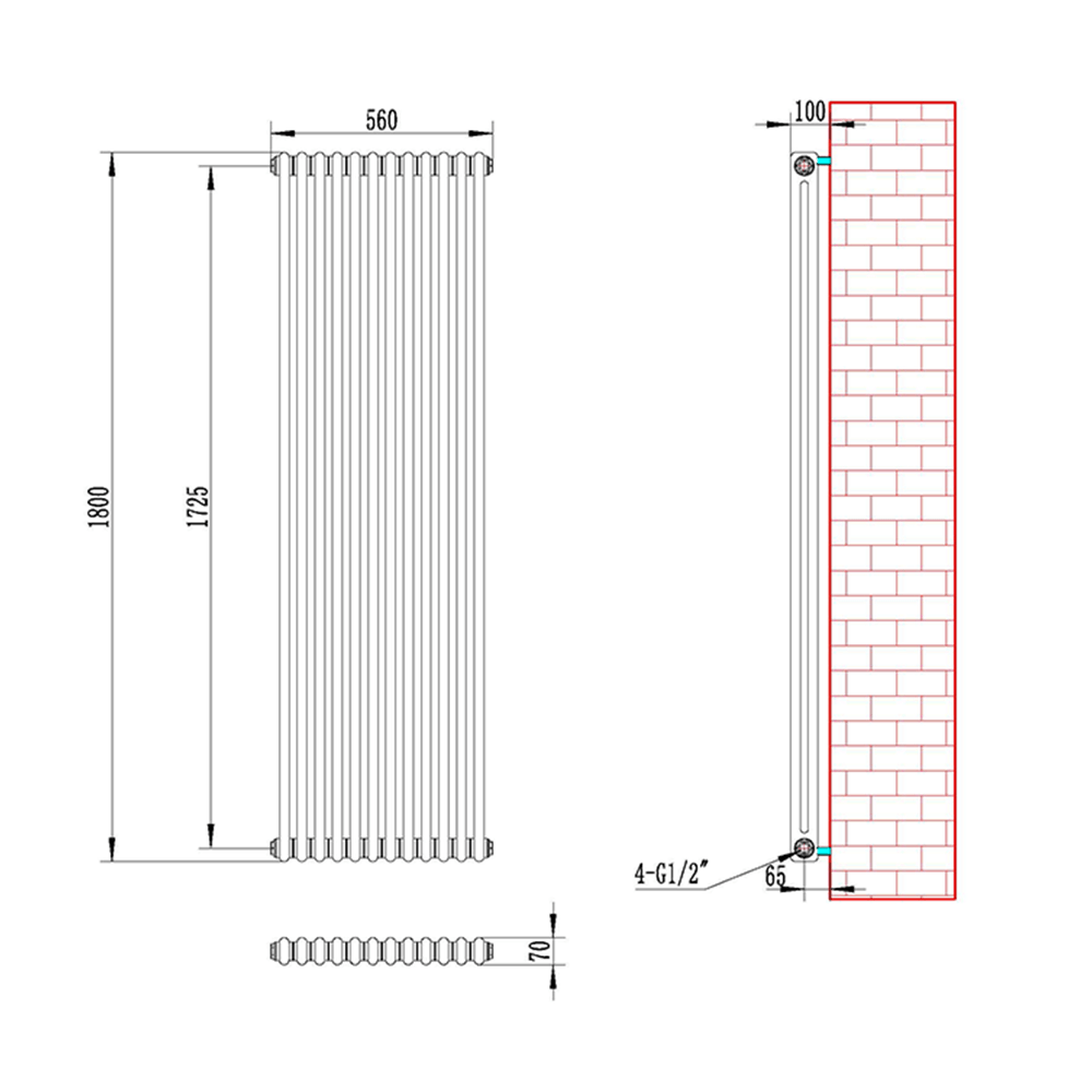 Brenton Olympus Vertical Column Radiator - White