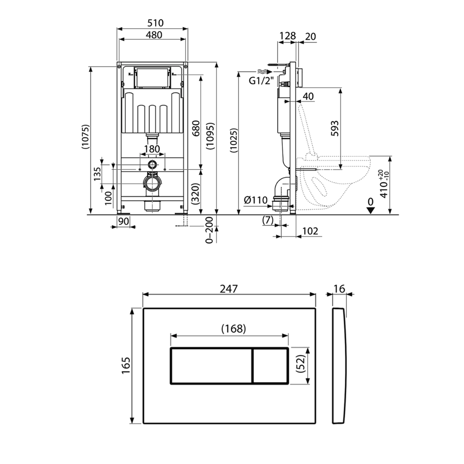 Villeroy & Boch ViConnect Pro S Toilet Frame with Cistern & Flush Plate Set