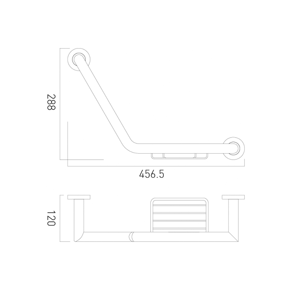 Vado Spa Angled Grab Rail with Basket