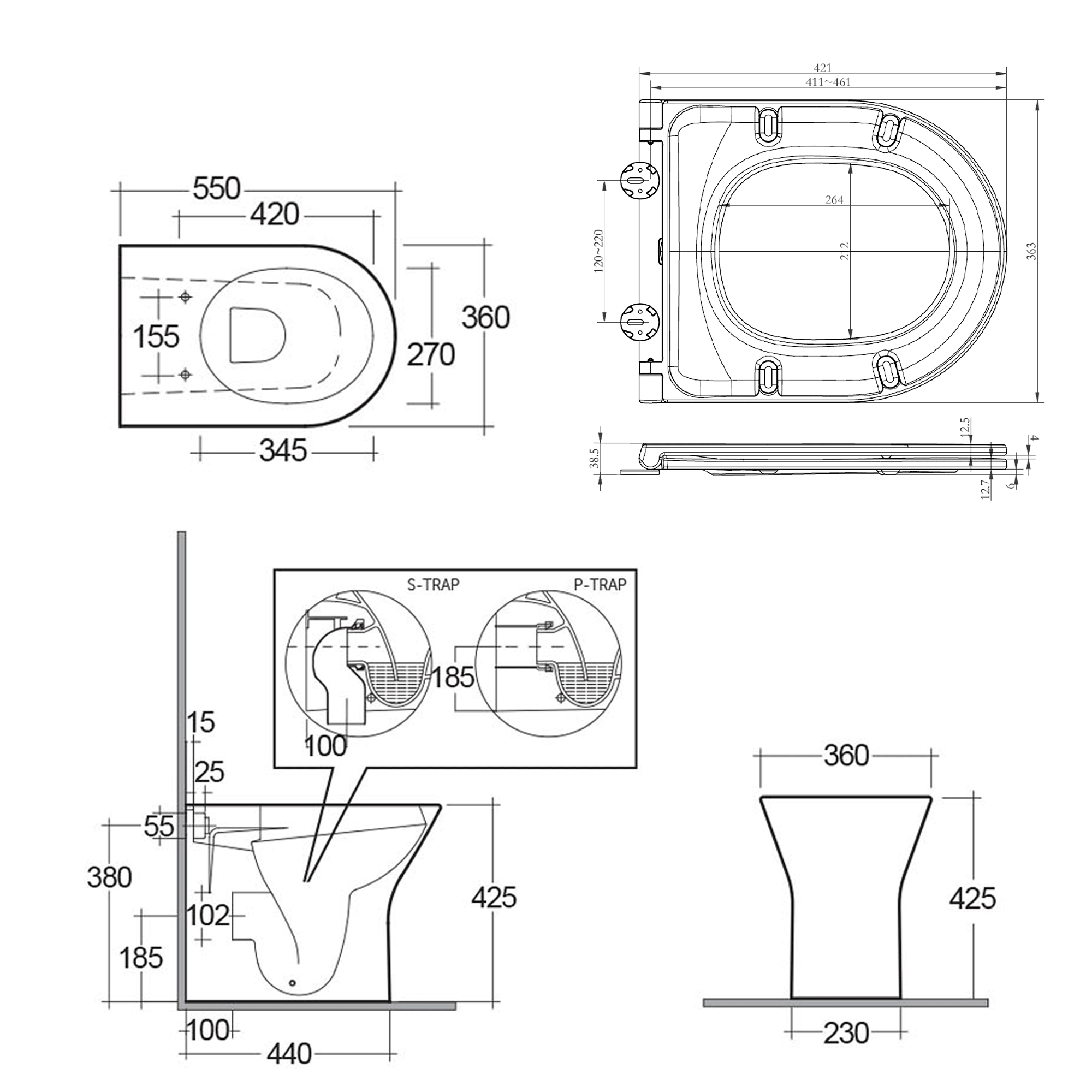 RAK Resort Comfort Height Rimless Back to Wall Toilet with Soft Close Seat