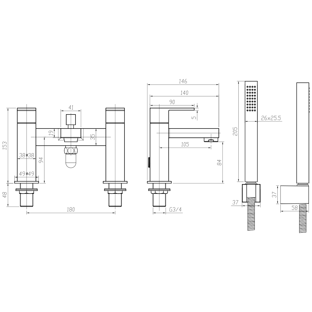 Crosswater Verge Bath Shower Mixer Tap & Kit