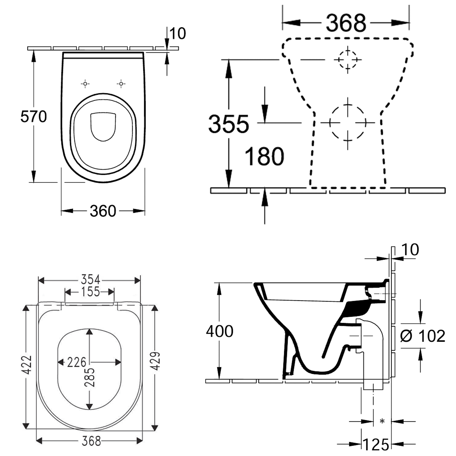 Villeroy & Boch O.novo Back to Wall Toilet & Soft Close Seat