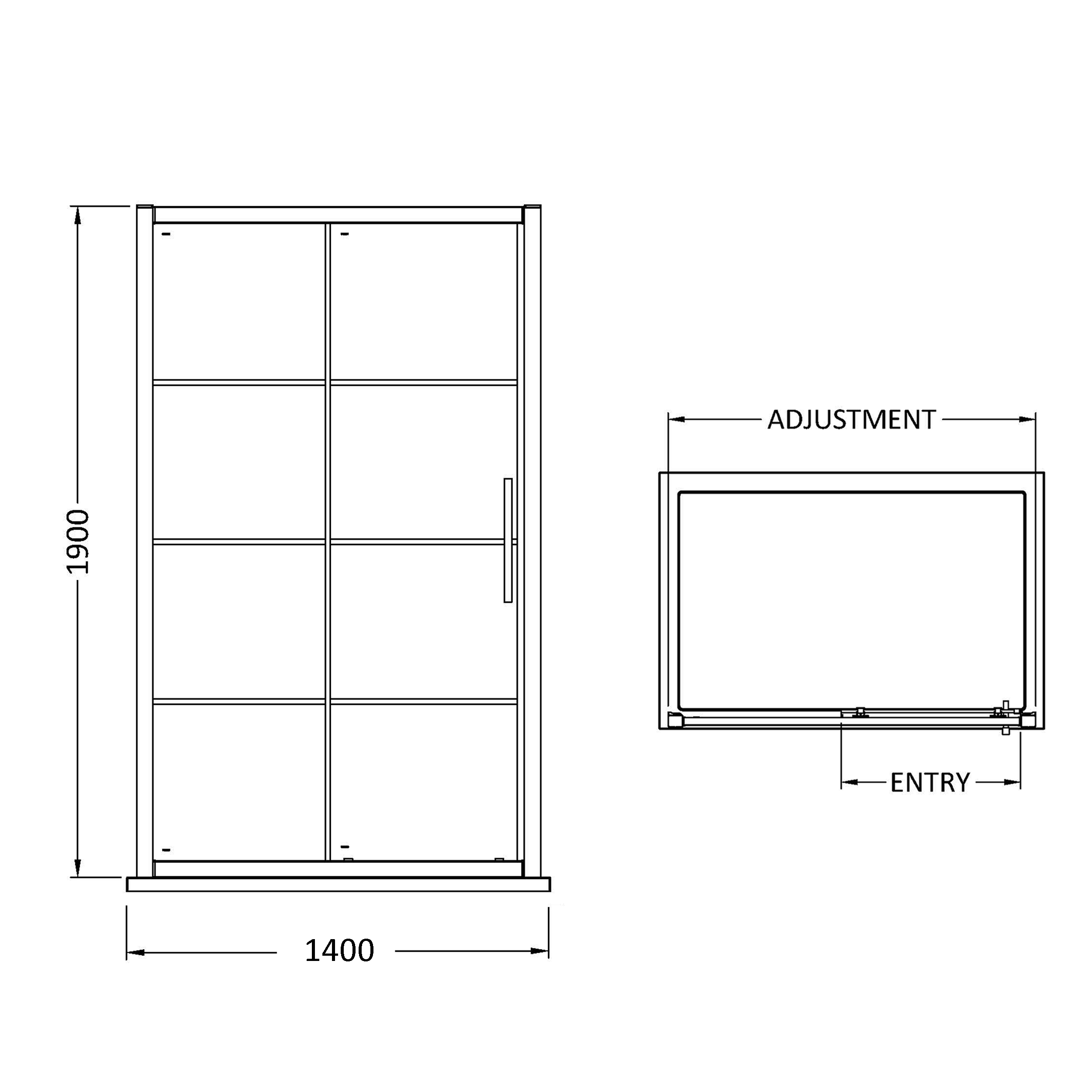 Vellamo City 8mm Framed Matt Black Easy Clean Sliding Shower Door
