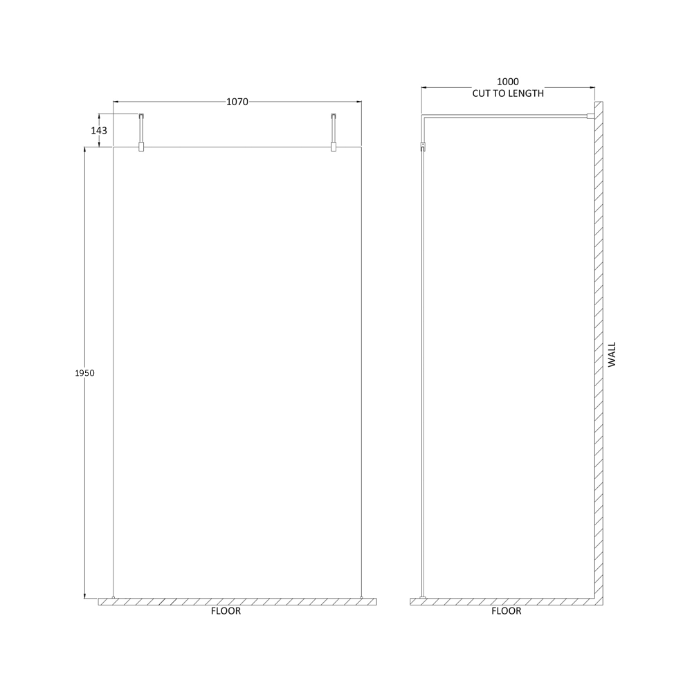 Vellamo 8mm Easy Clean Freestanding Walk In Panel & Two Support Arms