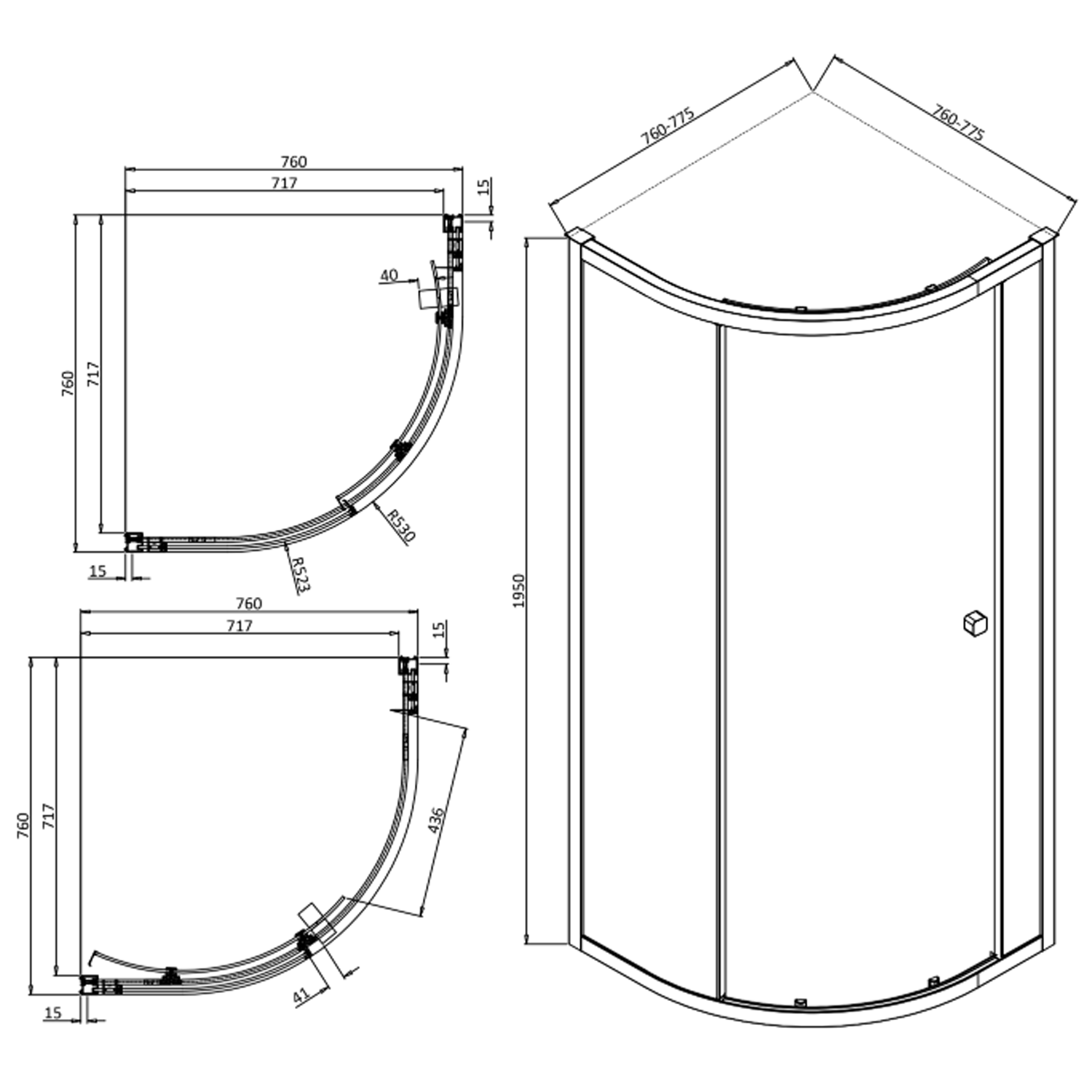 Crosswater Clear 6 6mm Matt Black Sliding Single Door Quadrant Shower Enclosure