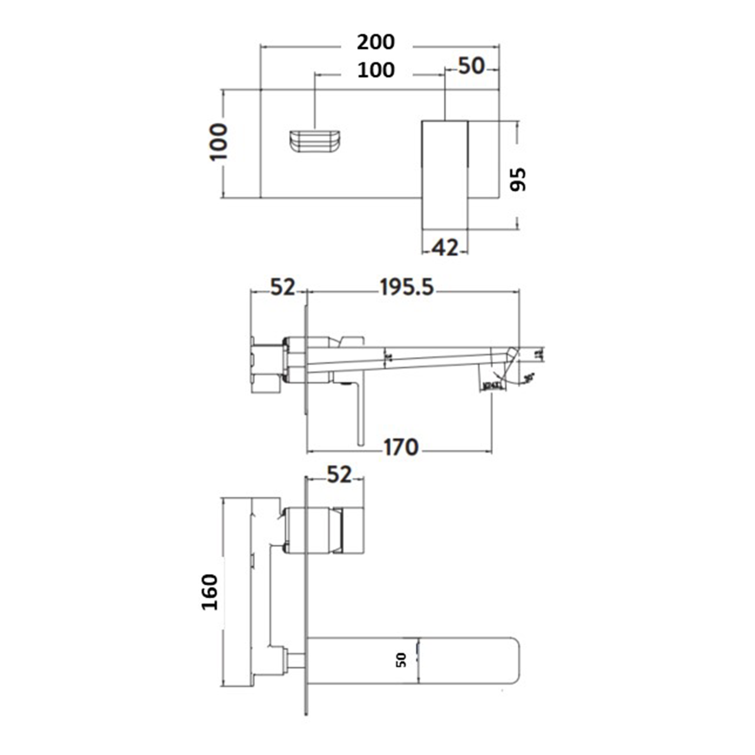 Harbour Status Matt Black Wall Mounted Bath Mixer Tap