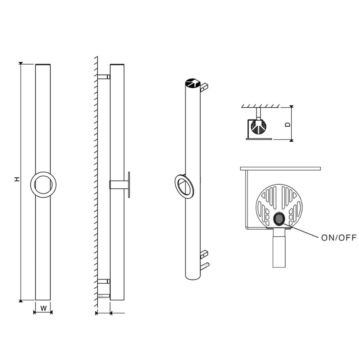 Carisa Otto Single Electric Towel Bar