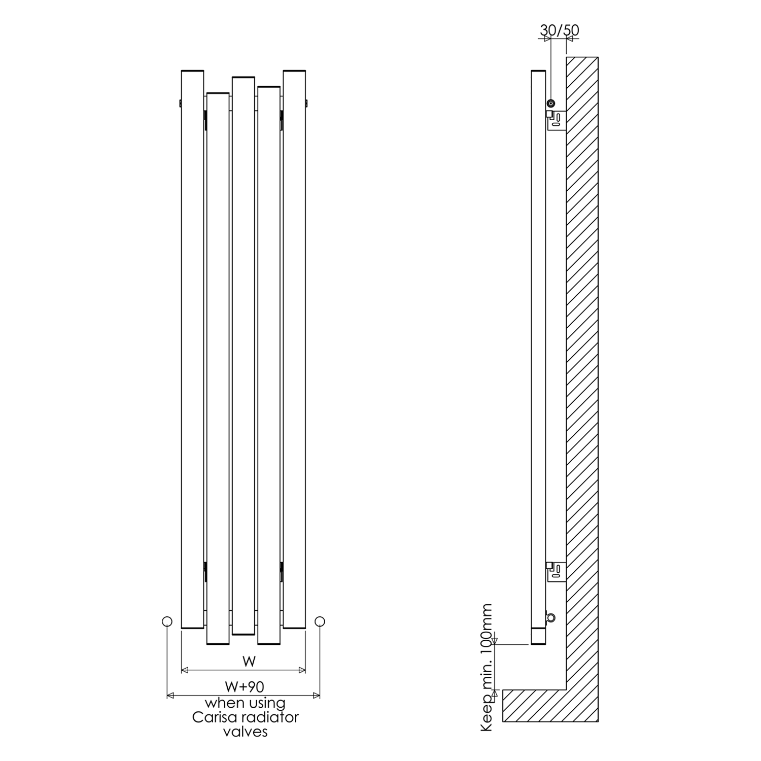 Carisa Motion Single Oval Panel Horizontal Aluminium Radiator