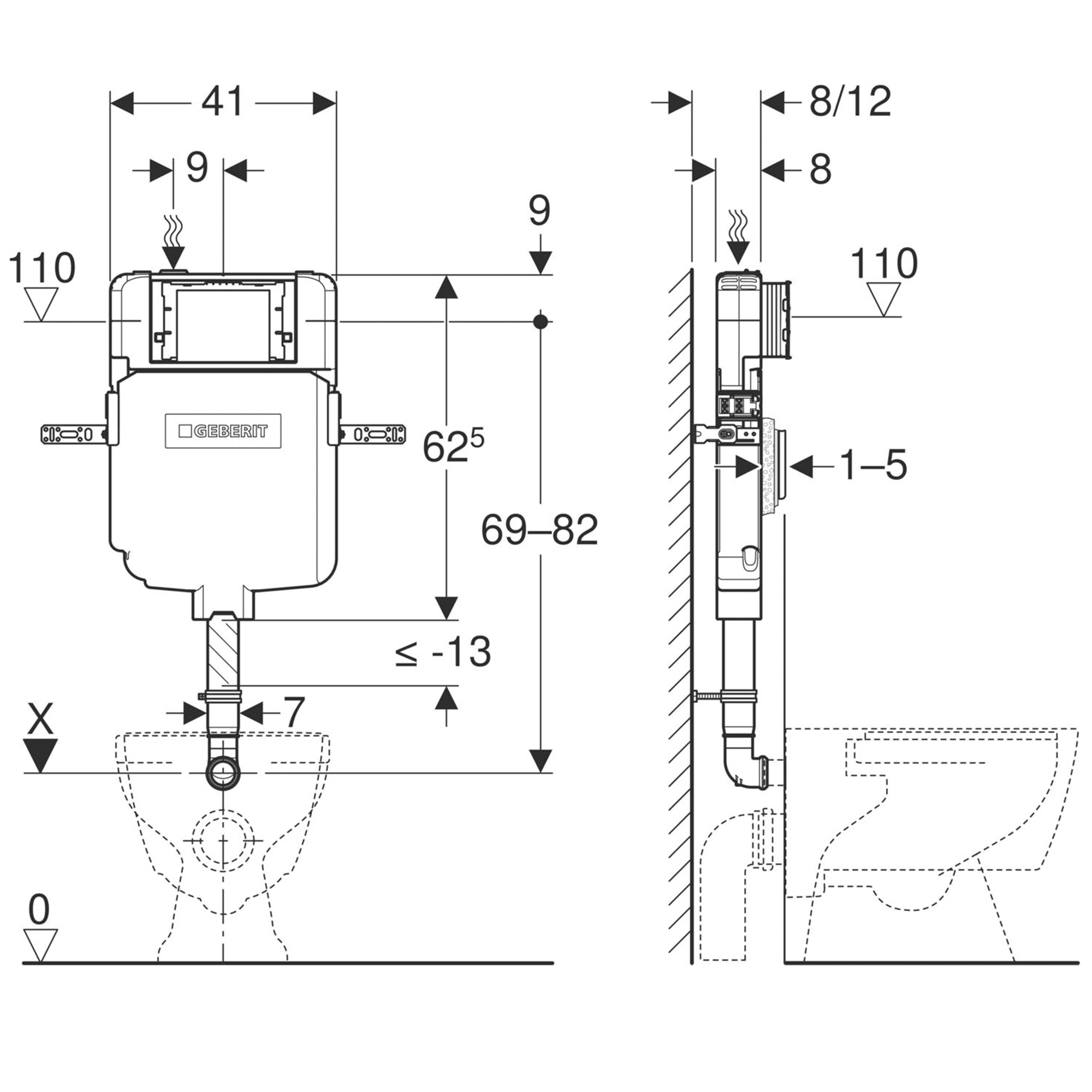 Geberit Sigma Slimline Concealed Cistern - 8cm