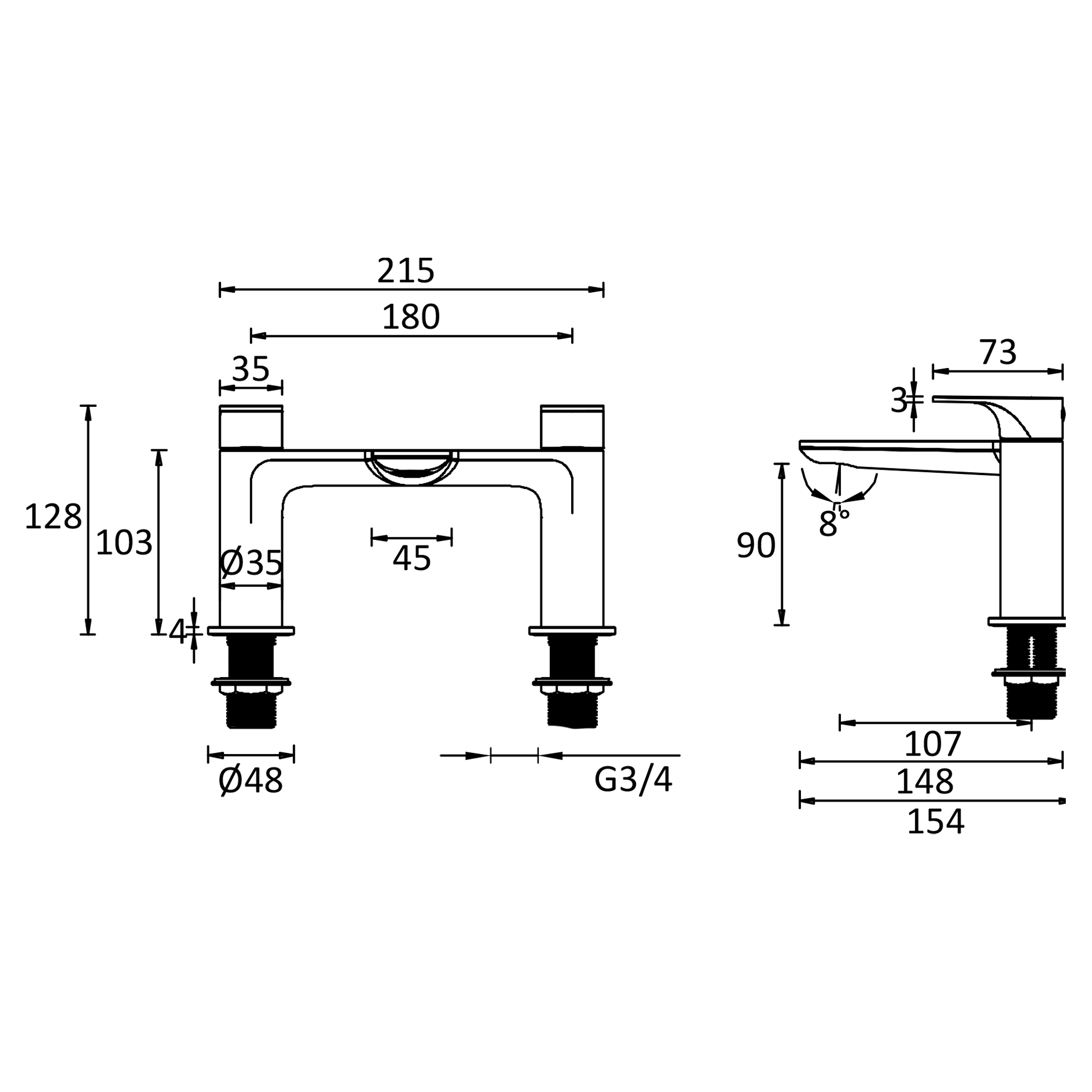 Crosswater Fuse Deck Mounted Bath Mixer Tap
