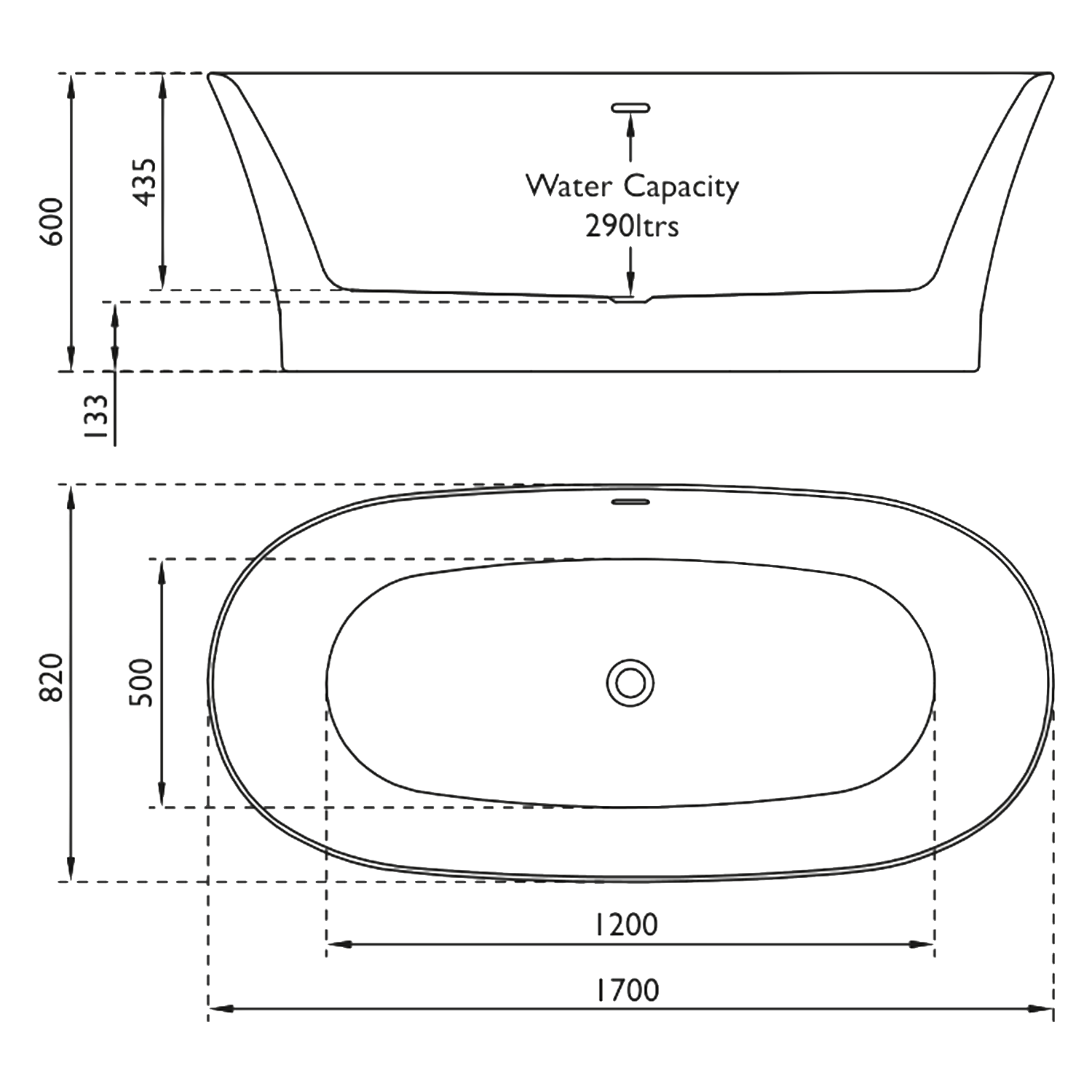 Vincent Alexander Aydon White Freestanding Bath - 1700 x 820mm