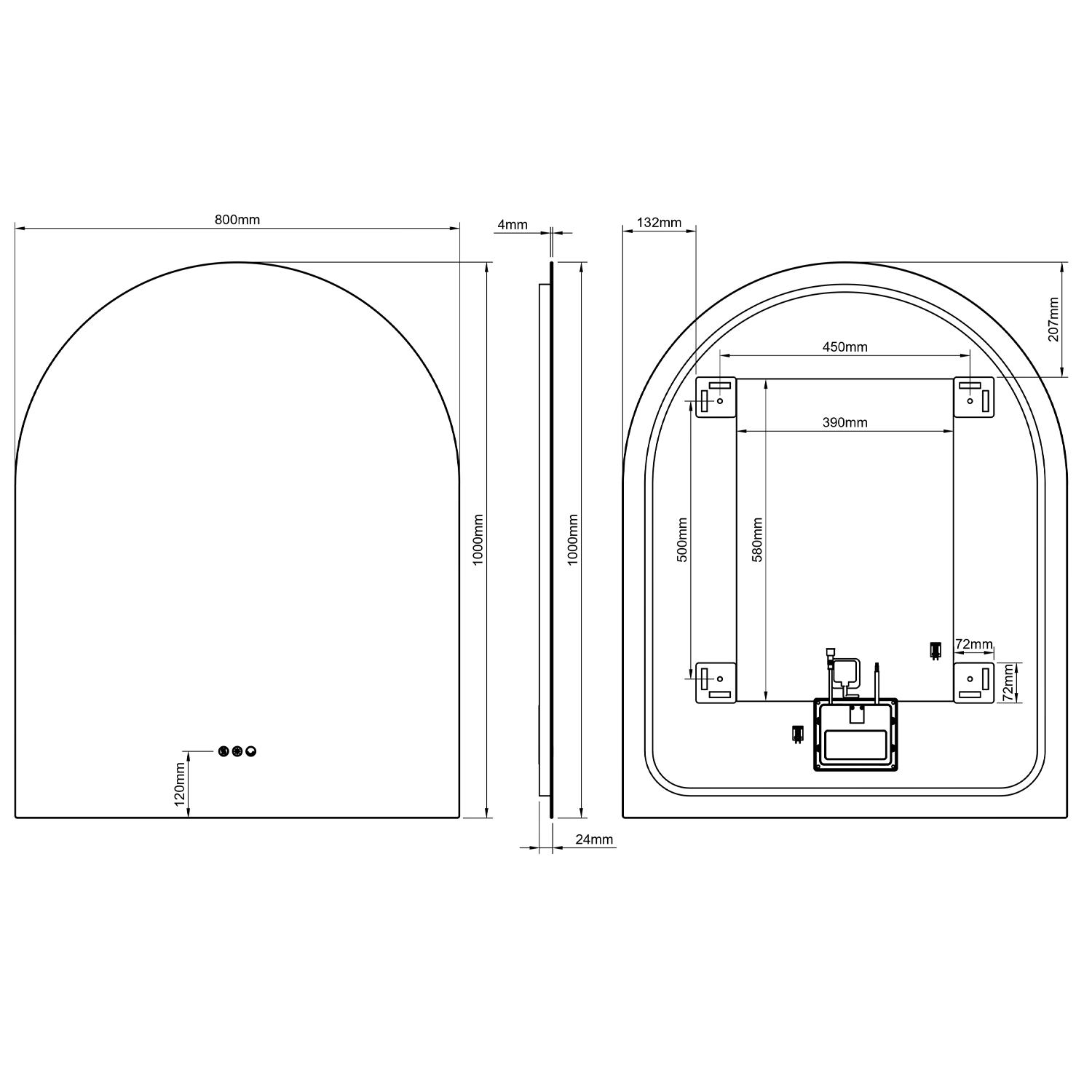 Origins Living Claris Arched LED Illuminated Mirror with Demister Pad & Colour Change Lights