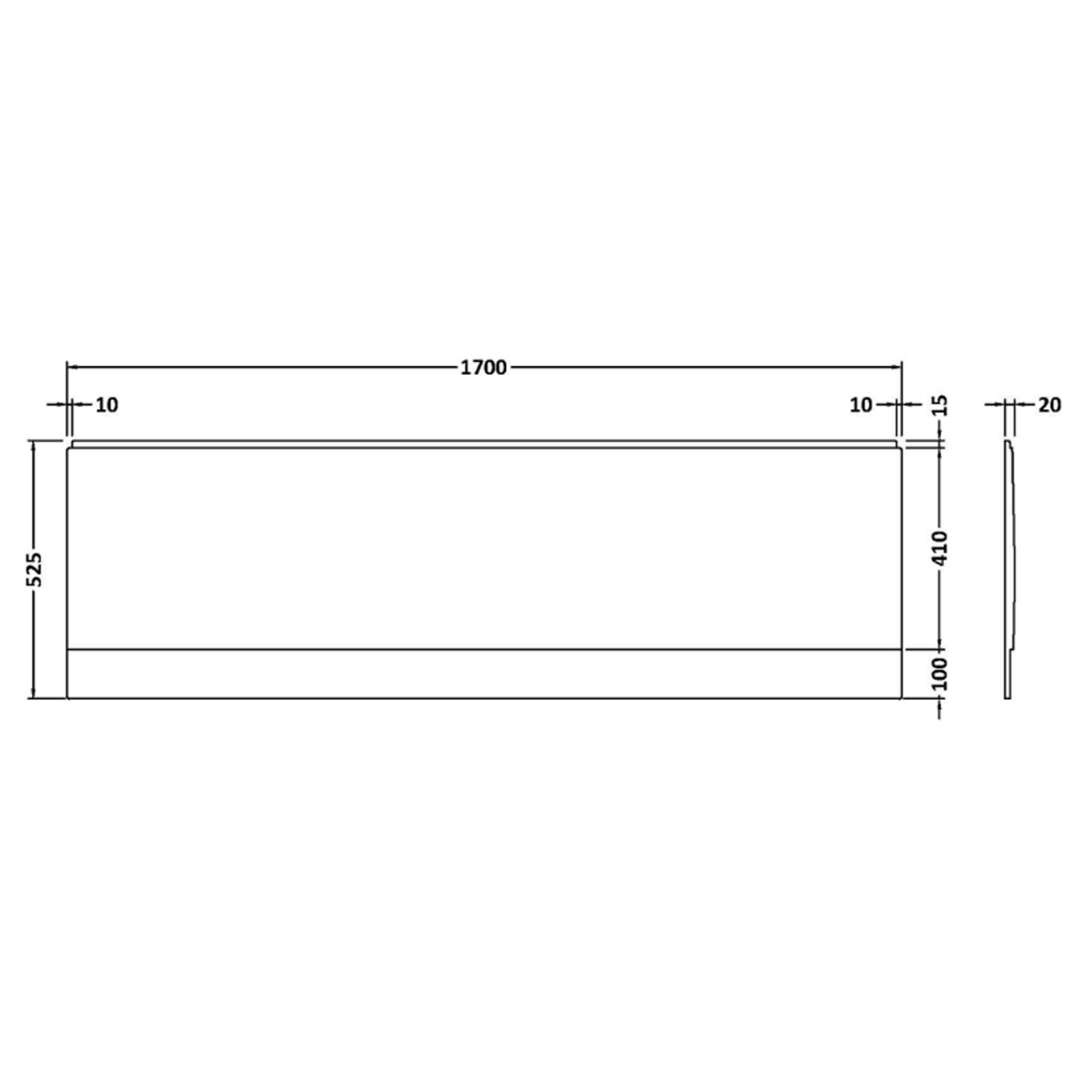 Vellamo Acrylic Straight Gloss White Front Bath Panel