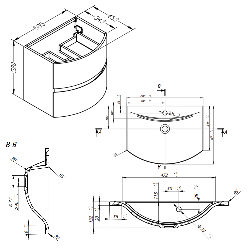 Crosswater Svelte 60 Wall Hung Vanity Unit with Basin