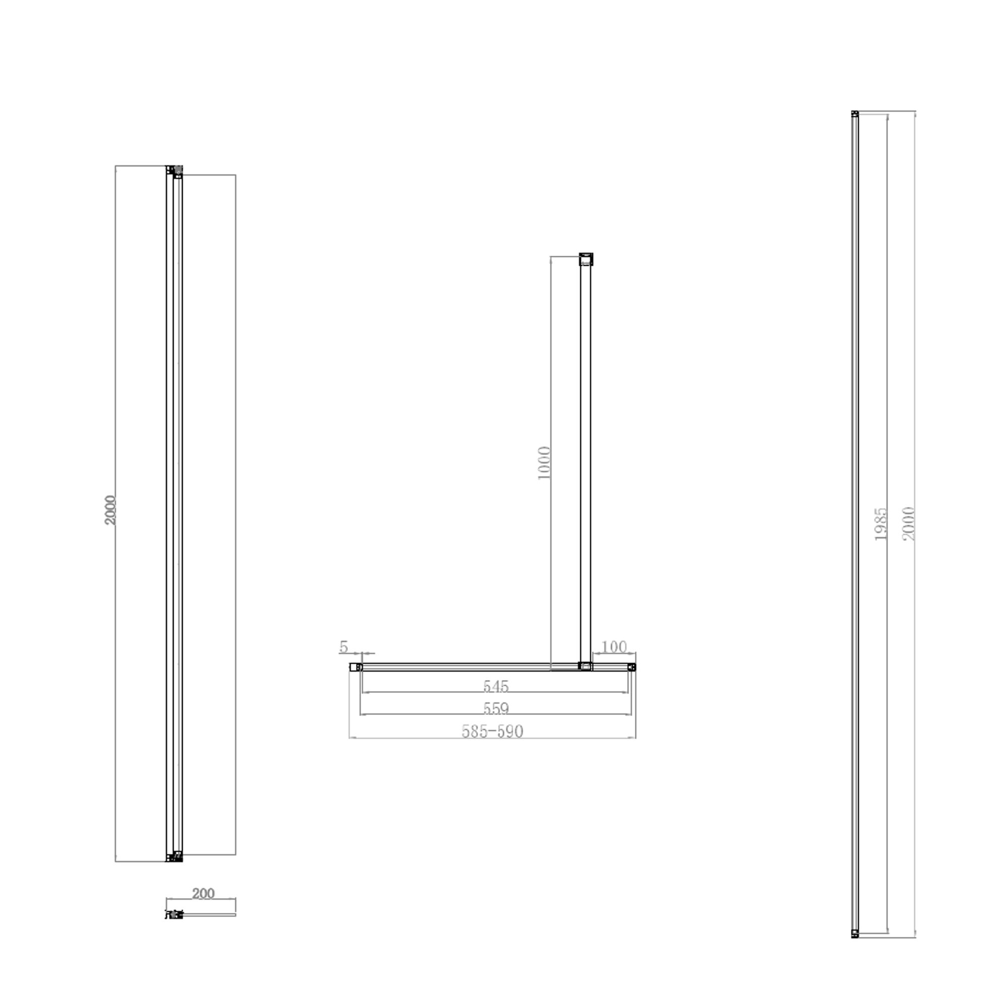 Harbour i10 10mm Easy Clean 2m Tall Wetroom Panel & Hinged Return Panel - Chrome