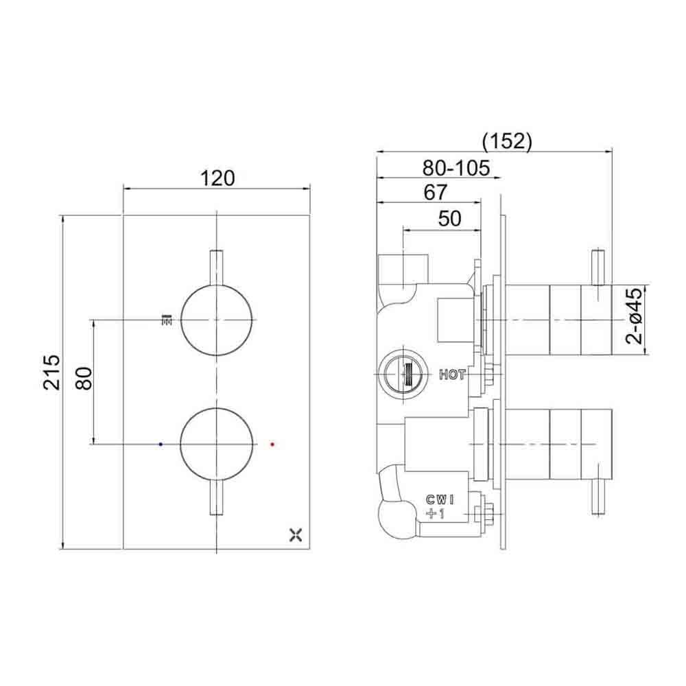 Crosswater MPRO 1 Outlet Concealed Thermostatic Shower Valve