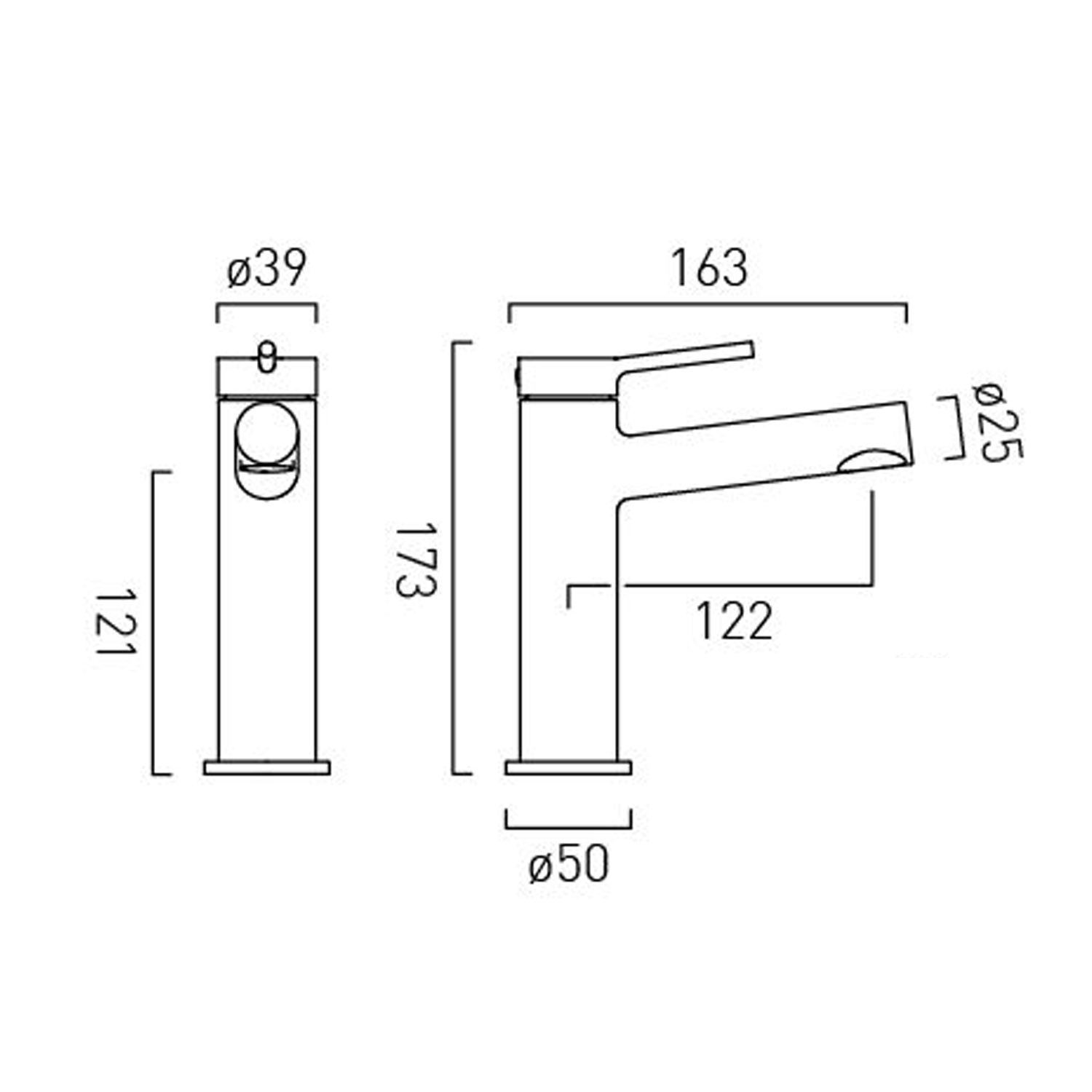 Vado Safari Cold Start Single Lever Mono Basin Mixer Tap with Optional Universal Basin Waste