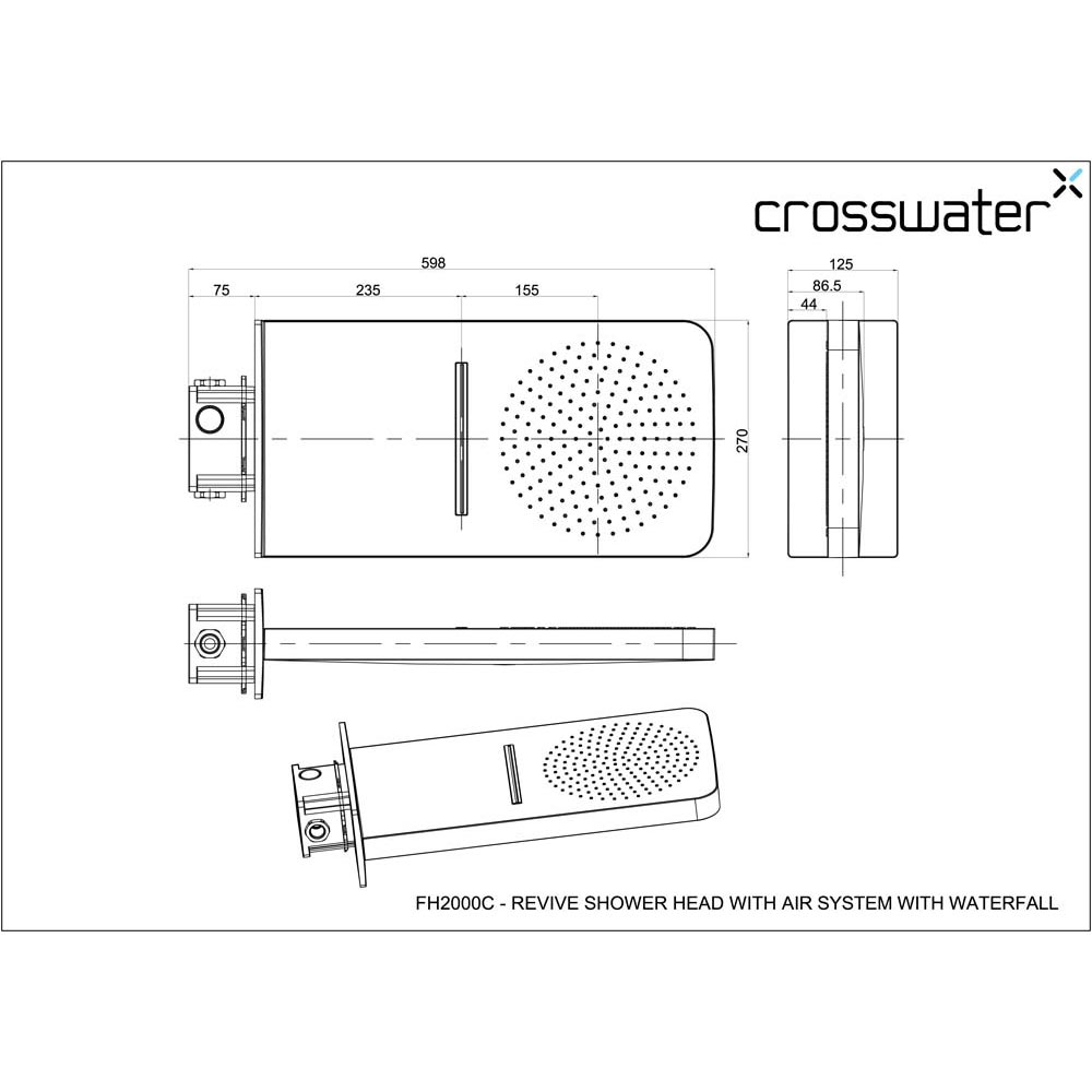 Crosswater Revive Fixed Shower Head with Waterfall Feature