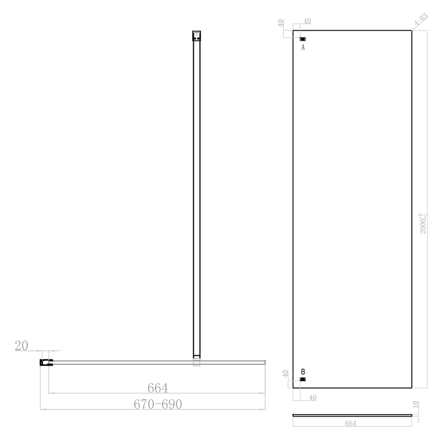 Harbour i10 10mm Easy Clean 2m Tall Wetroom Panel & Hinged Return Panel - Brushed Bronze