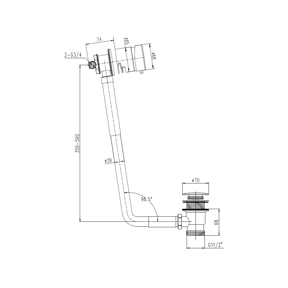 Hudson Reed Freeflow Bath Filler With Waste