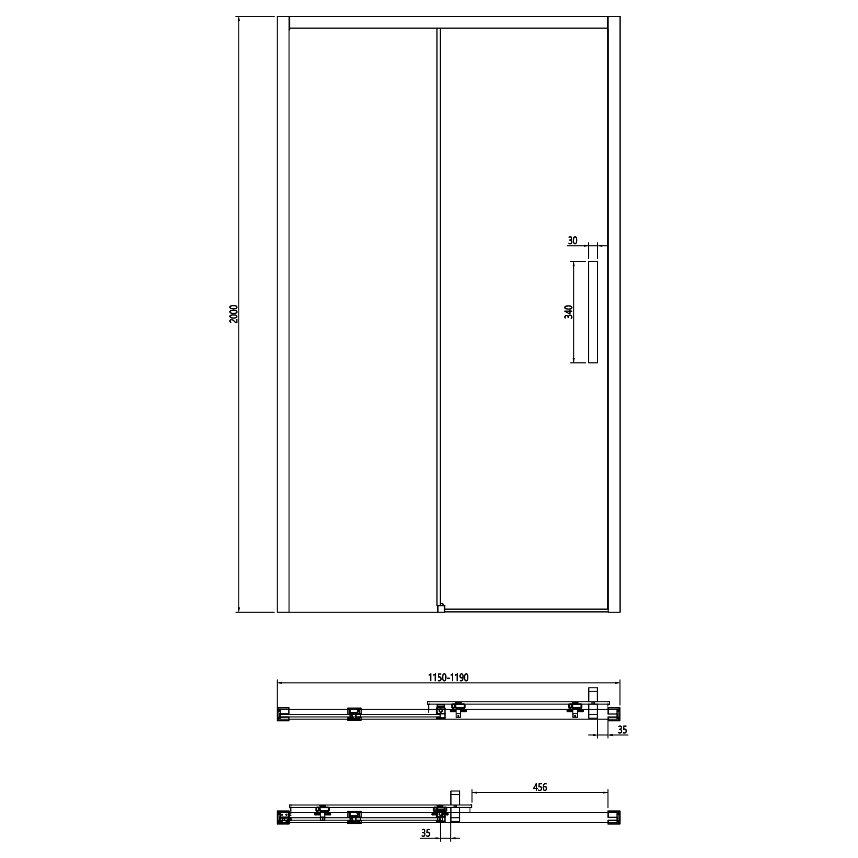 Crosswater Asura 8mm Brushed Brass Sliding Shower Door & Optional Side Panel