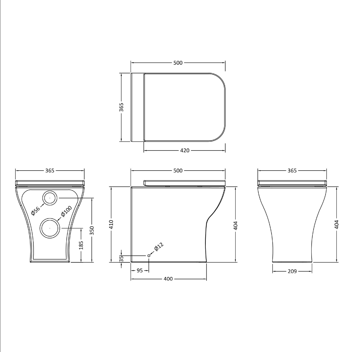 Emily Compact Rimless Back To Wall Toilet & Soft Close Seat