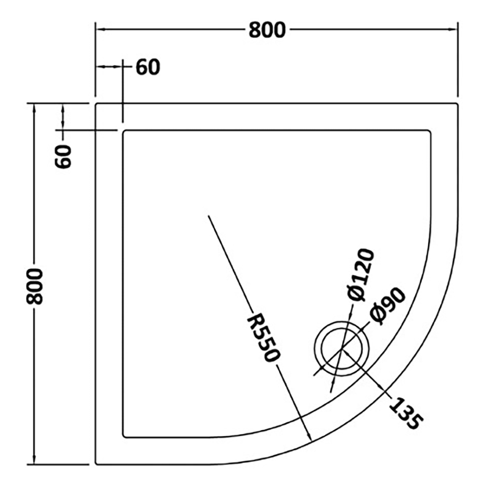 Drench MineralStone Low Profile Quadrant Shower Tray