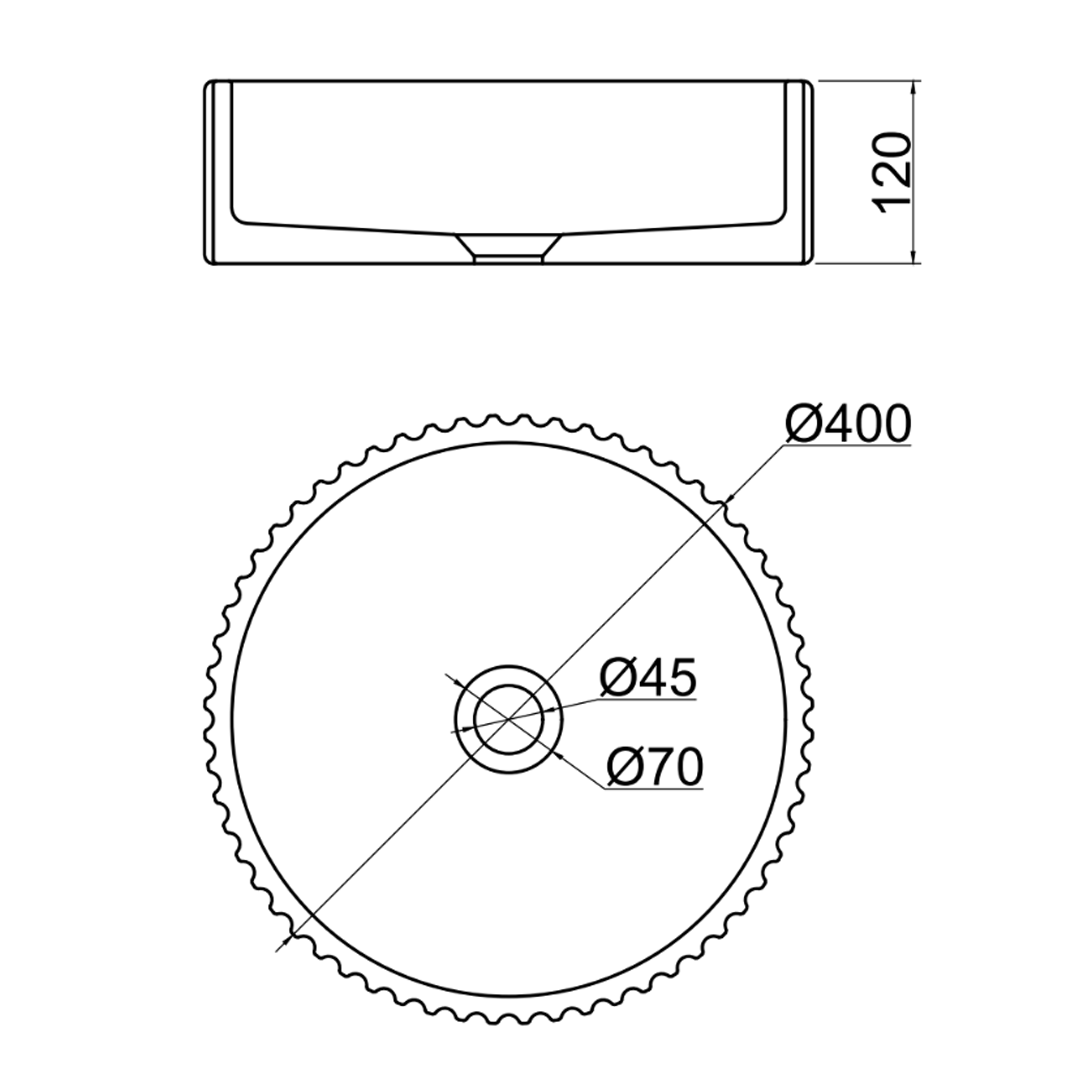 Harbour Concrete 400mm Fluted Round Countertop Bowl - Burnt Orange