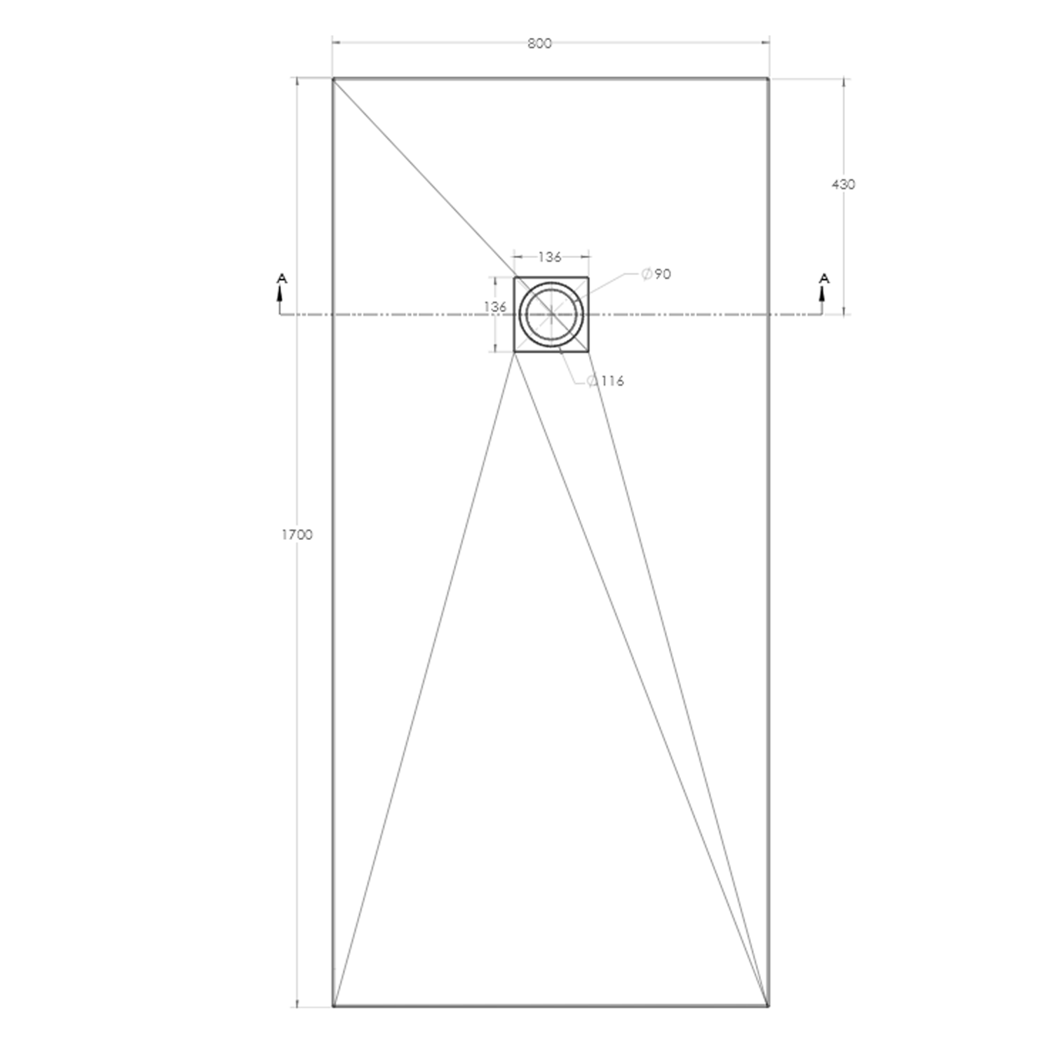Drench Naturals White Thin Slate-Effect Rectangular Shower Tray - 11 Sizes