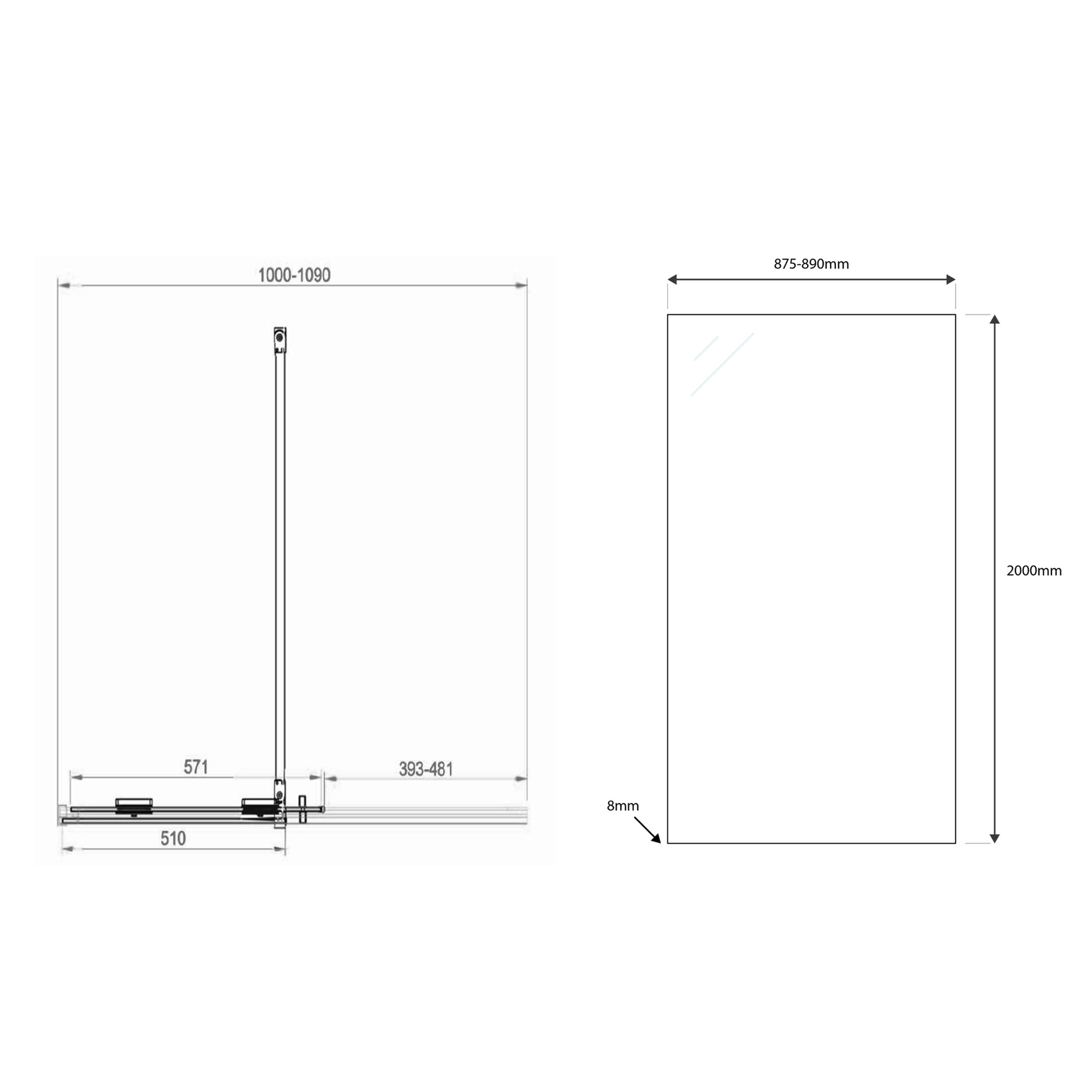 Harbour Momentum 8mm Easy Clean 2m Tall Sliding or Wetroom Shower Door & Optional Side Panel - Brushed Brass