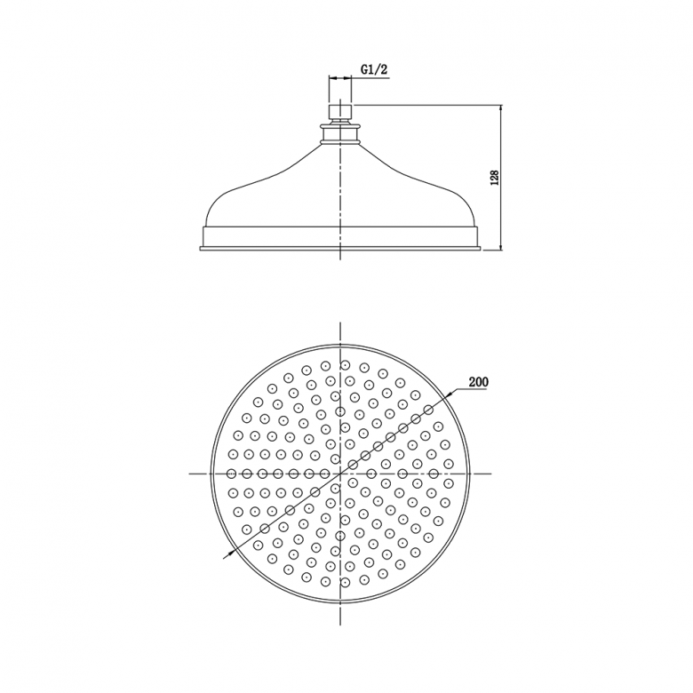 Butler & Rose Traditional 200mm Round Shower Head