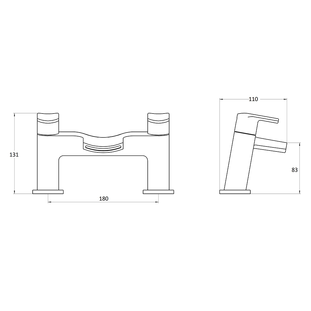 Vellamo Poise Deck Mounted Bath Filler - Chrome