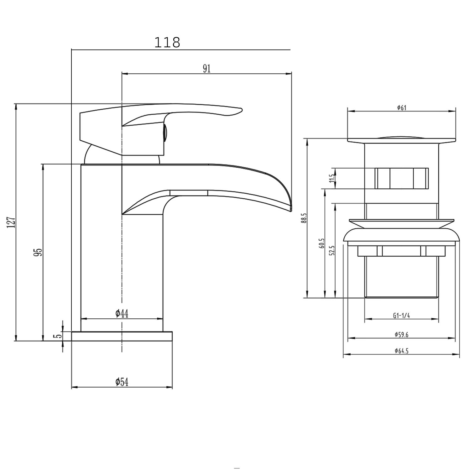 Vellamo Venta Waterfall Mini Basin Mixer Tap & Waste