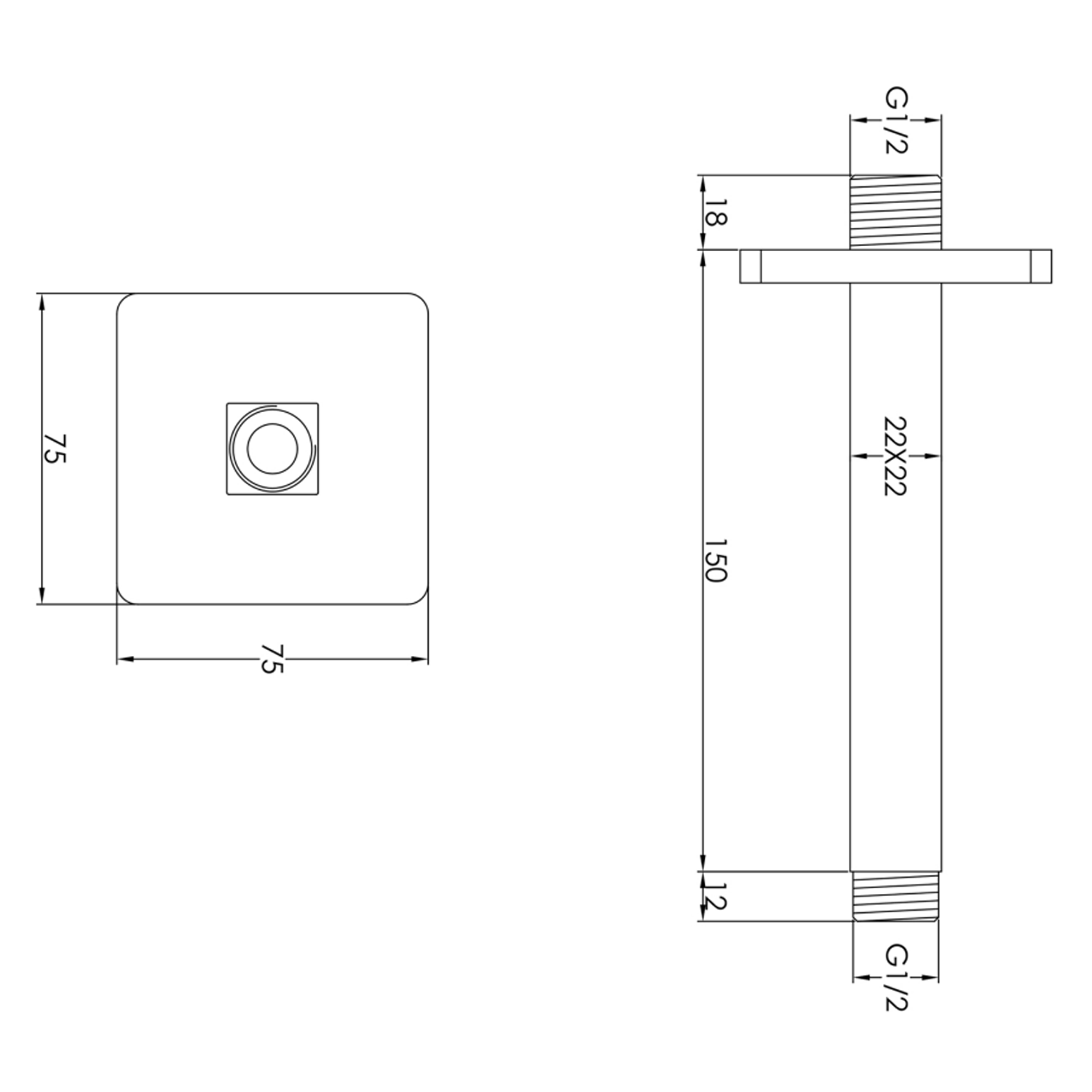 HIX Ceiling Mounted Shower Arm
