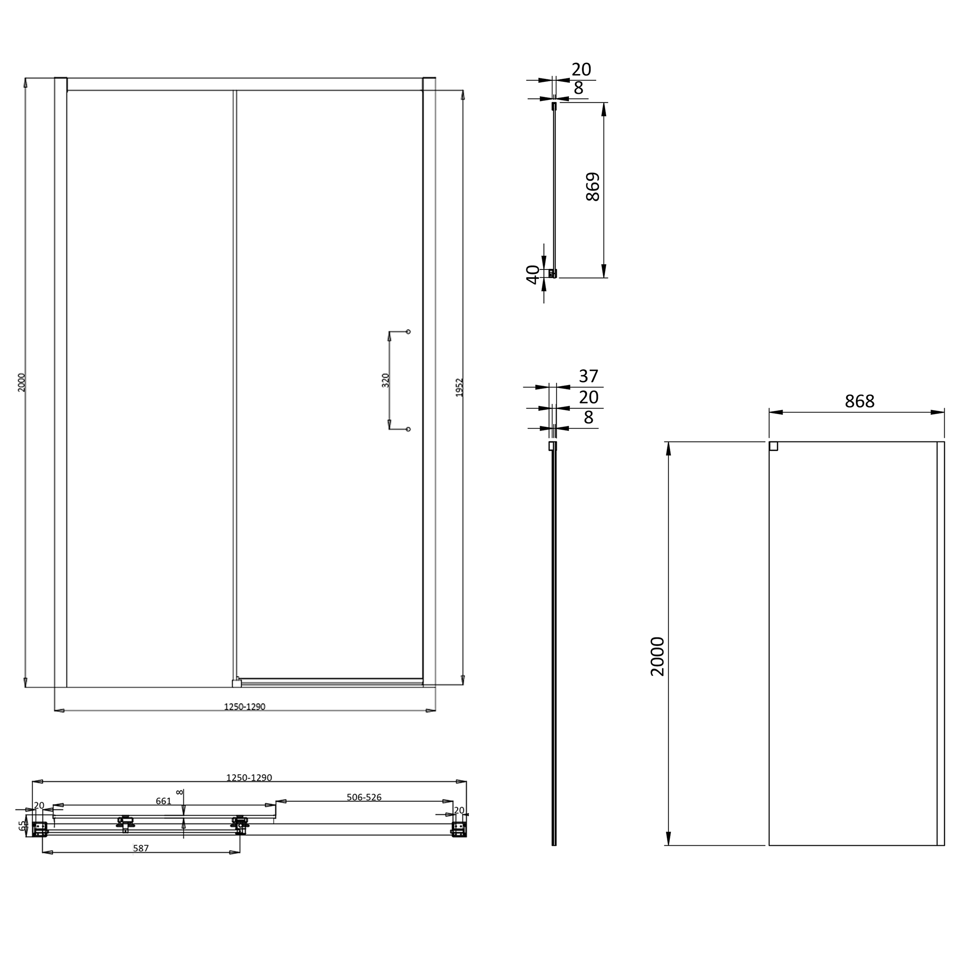 Crosswater Asura 8mm Brushed Brass Sliding Shower Door & Optional Side Panel