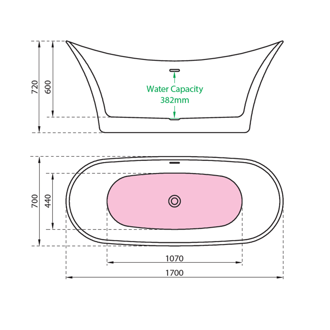 Charlotte Edwards Harrow Matt Black Freestanding Bath - 1700 x 700mm