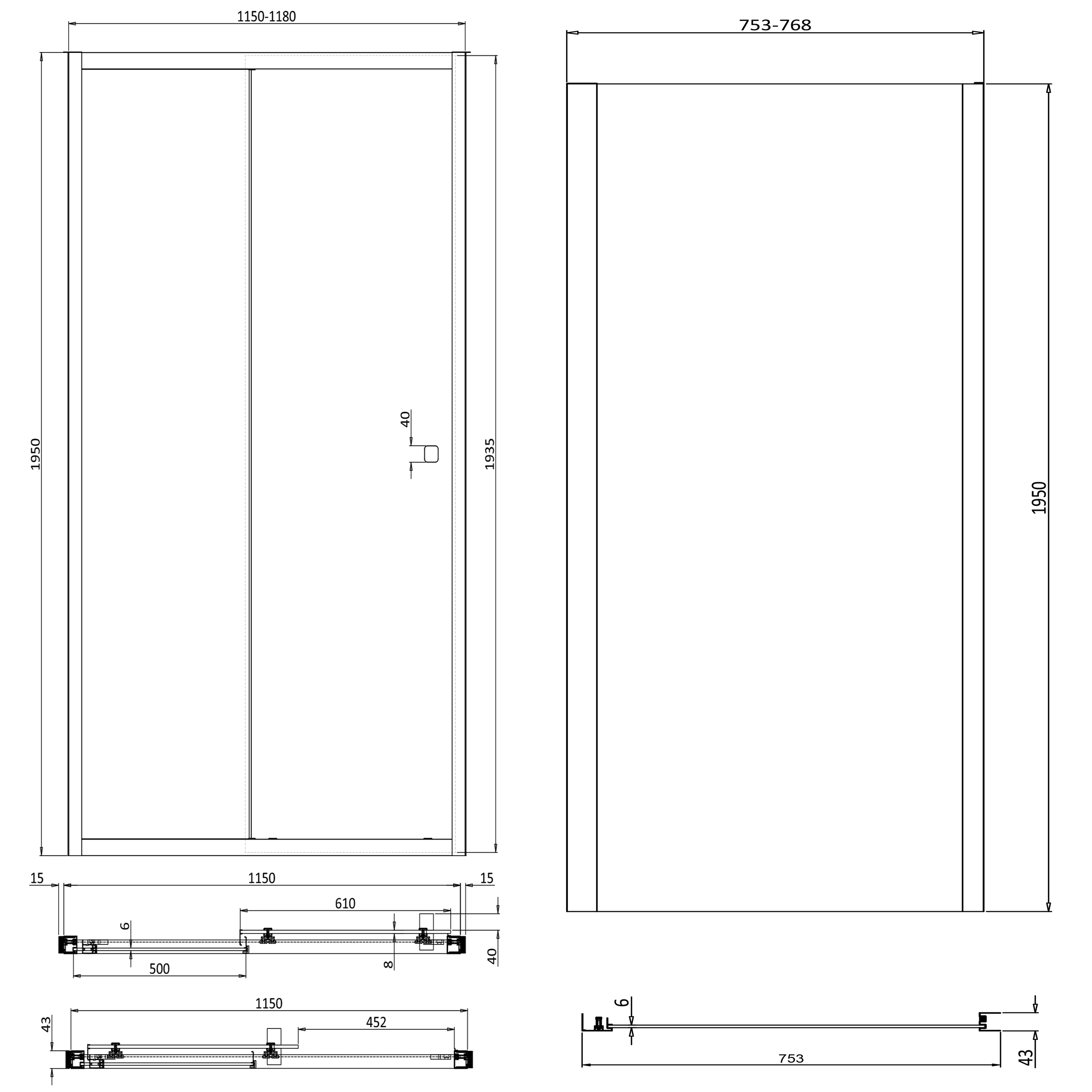 Crosswater Clear 6 6mm Brushed Bronze Single Sliding Door & Optional Side Panel