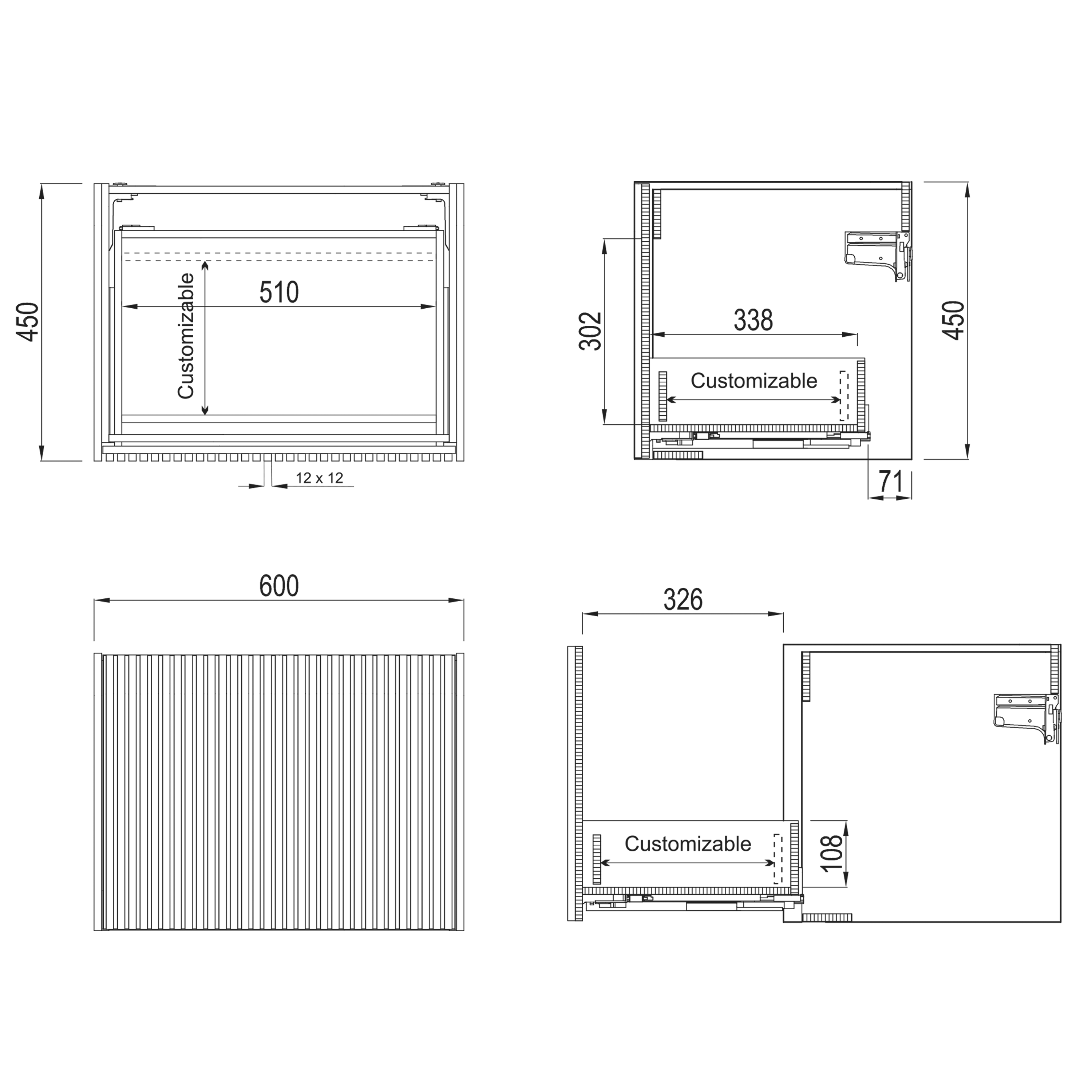 Crosswater Limit 600mm Wall Hung Single Slatted Drawer Vanity Unit & Basin Options