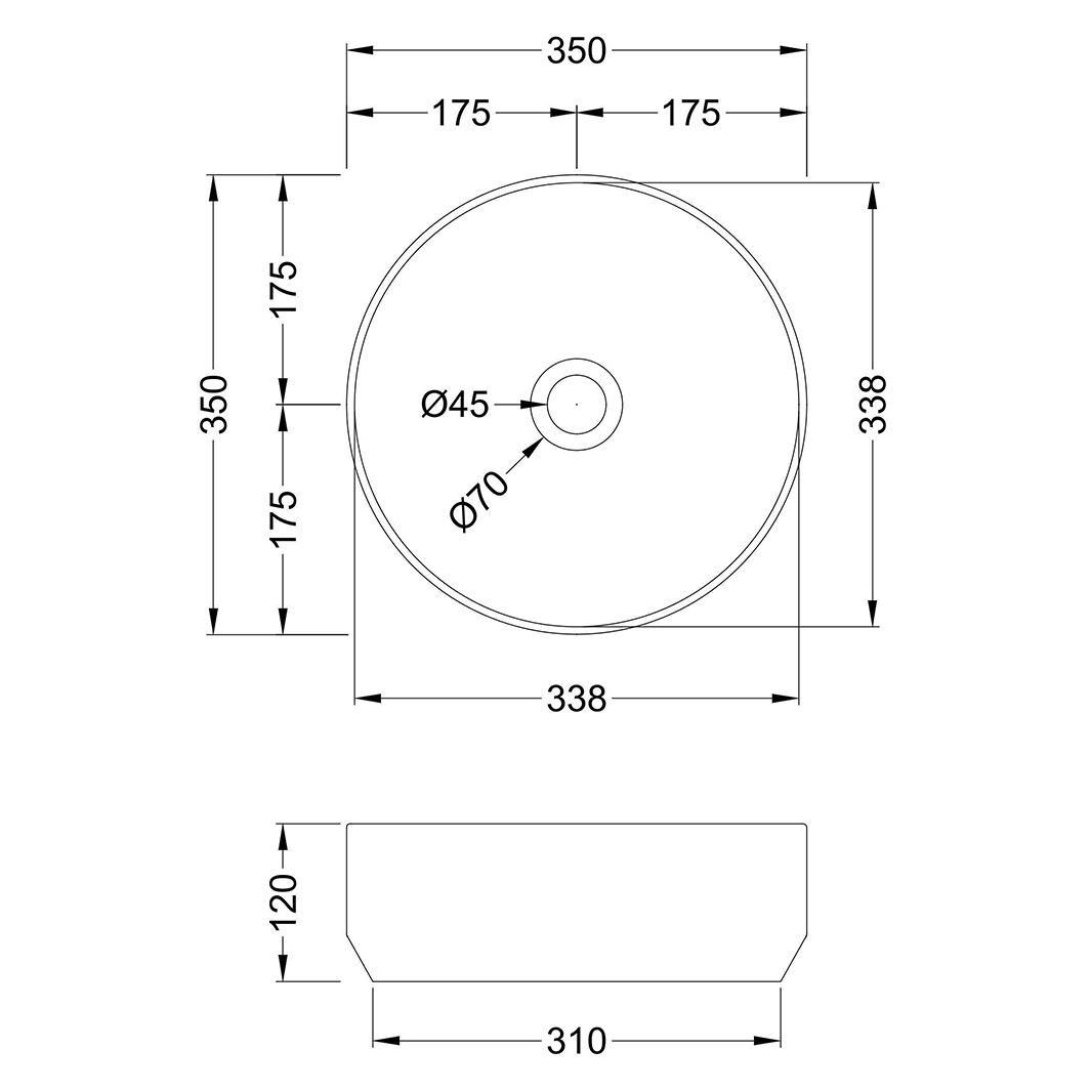 Harbour Round Matt Finish Countertop Basin - 350mm