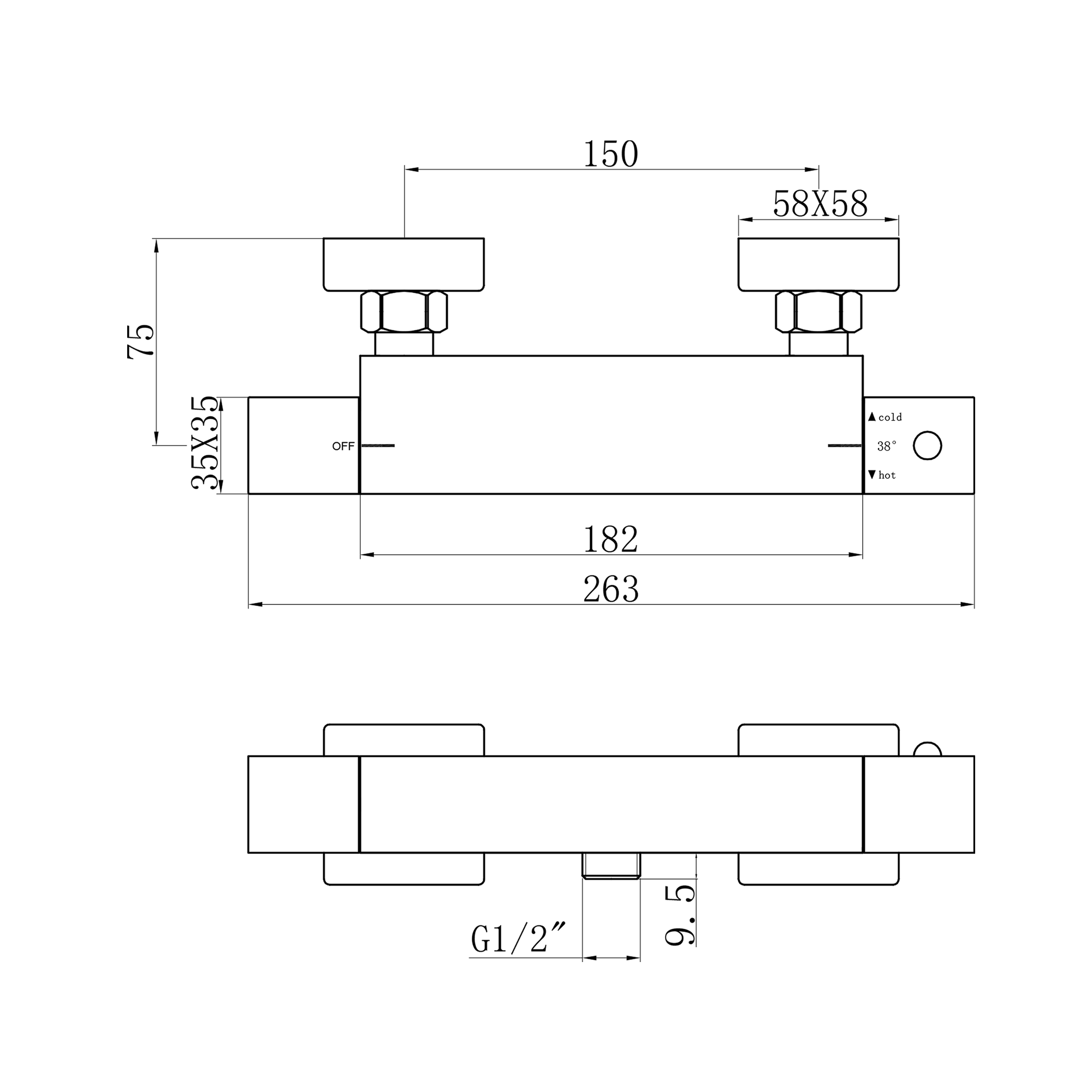 Harbour Status Thermostatic Bar Shower Valve - Matt Black