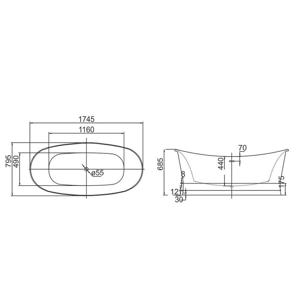 Nikki White Freestanding Acrylic Bath - 1745 X 795mm