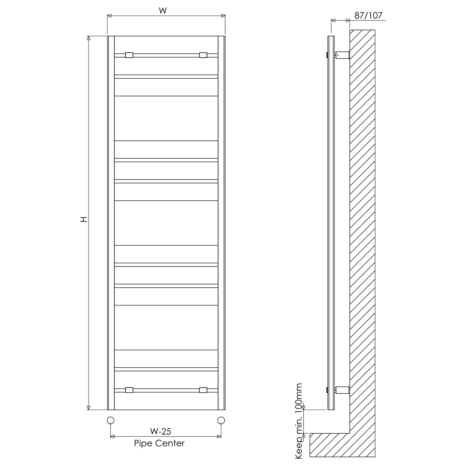 Carisa Mack Bath Aluminium Heated Towel Rail