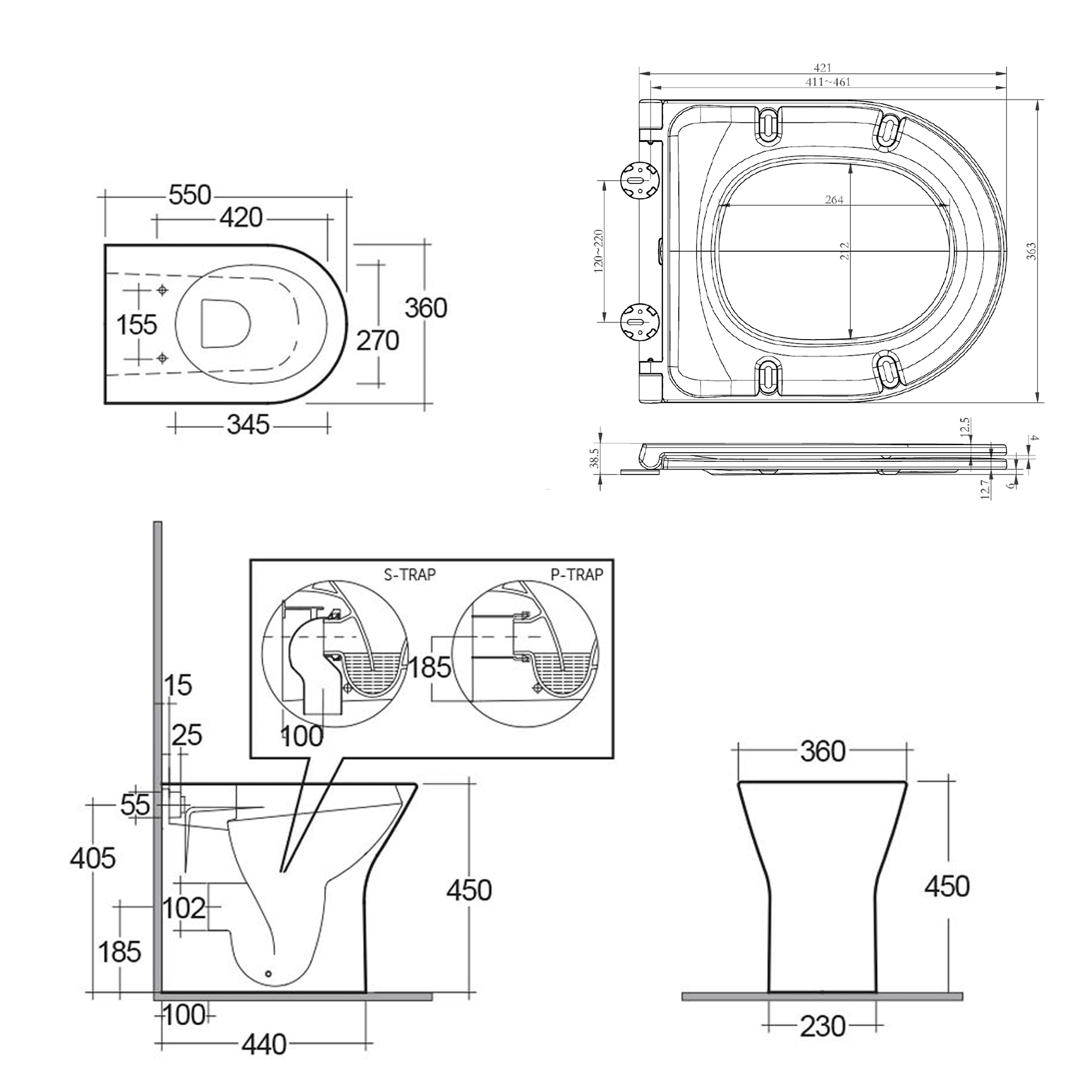 RAK Resort Extended Comfort Height Rimless Back to Wall Toilet with Soft Close Seat