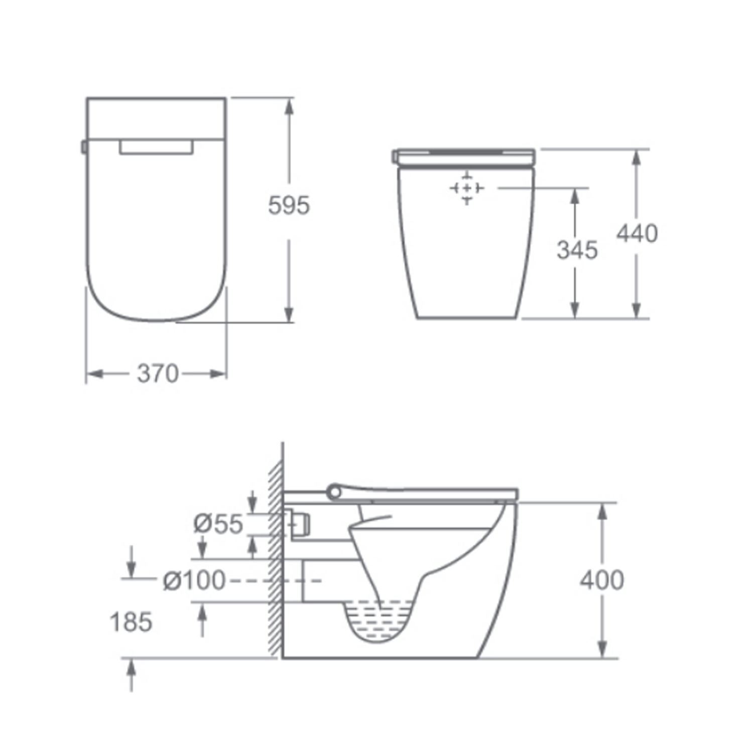Imex Essence Back to Wall Smart Toilet with Soft Close Seat & Remote Control