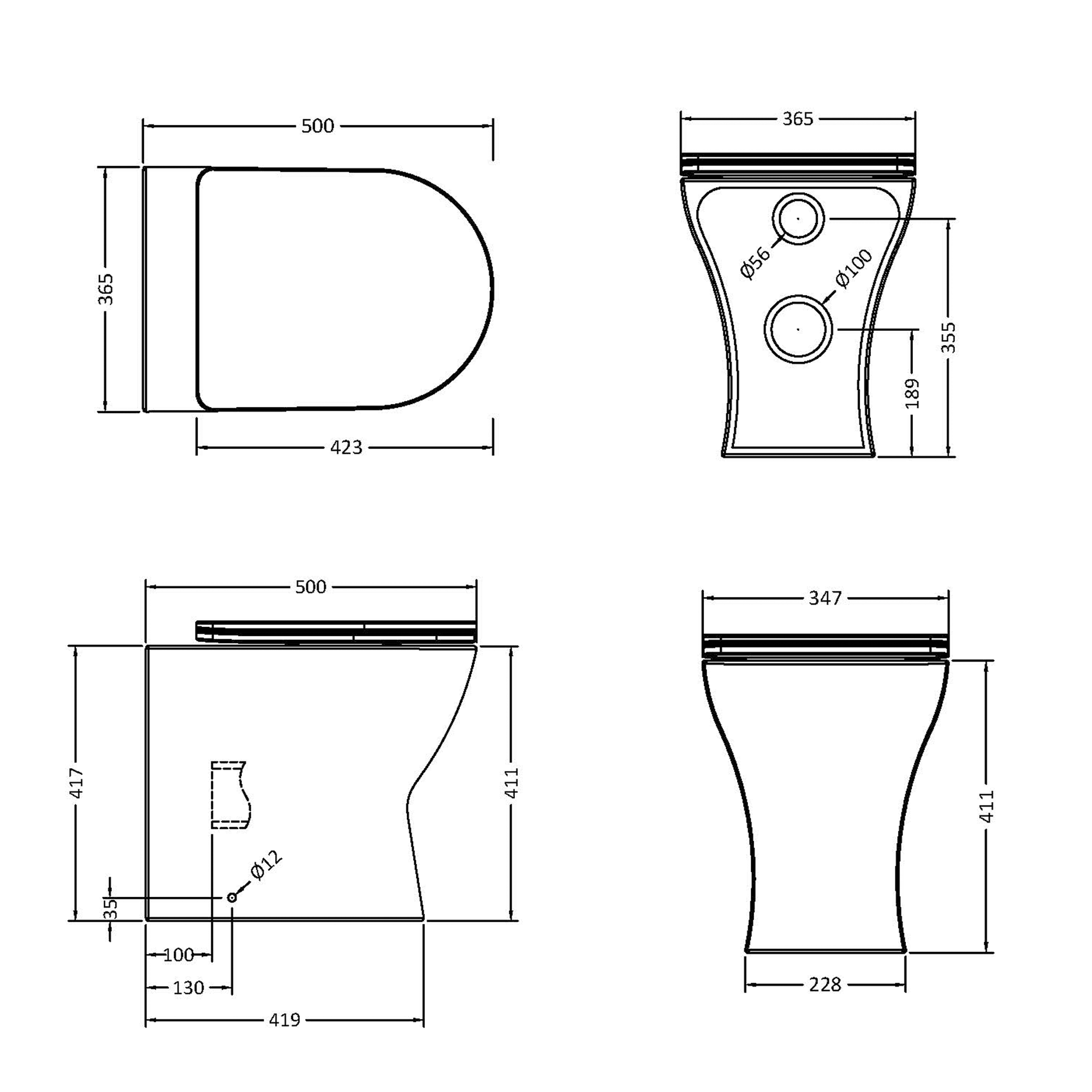 Harbour Acclaim Rimless Back To Wall Toilet & Soft Close Seat