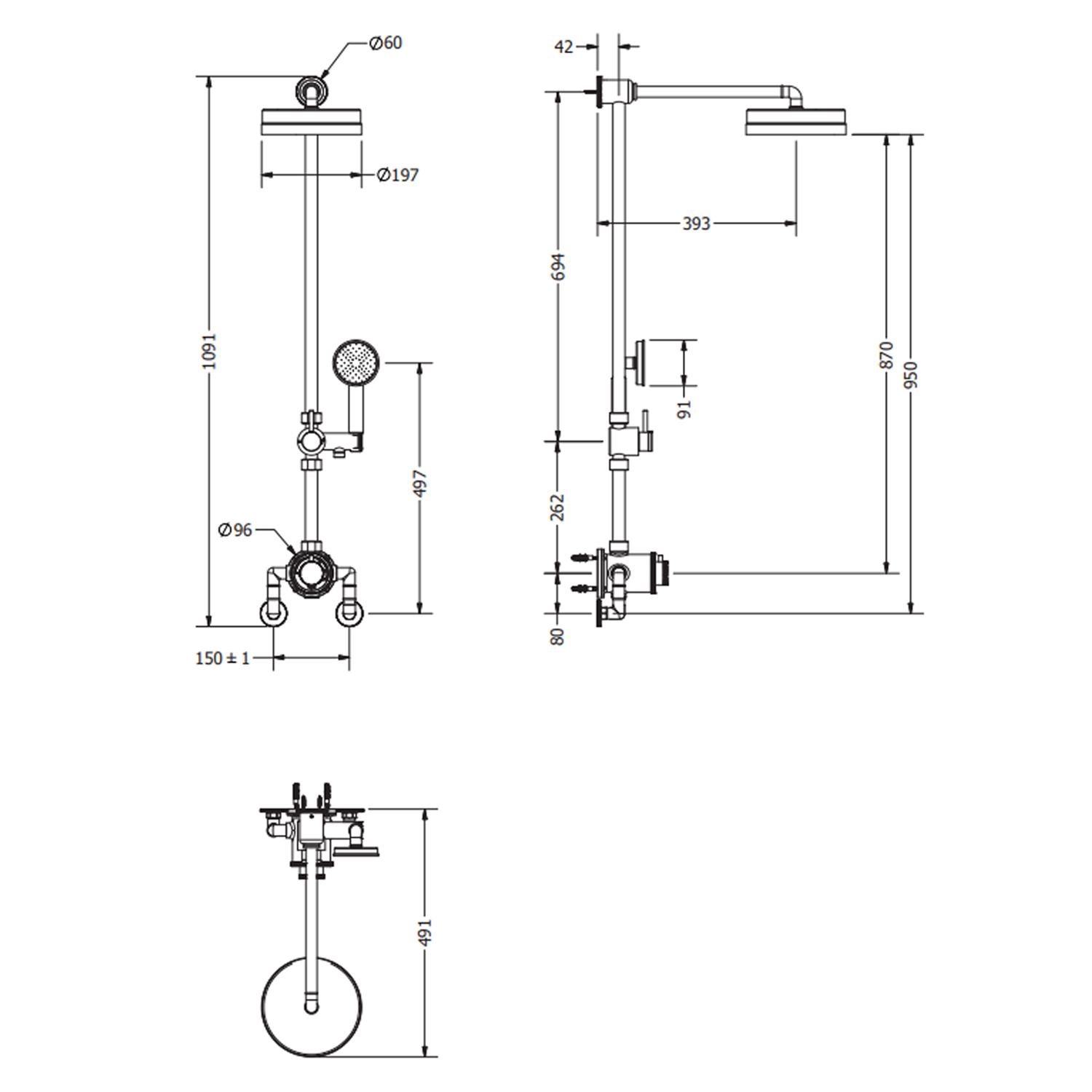 Crosswater MPRO Industrial Multifunction Thermostatic Shower Valve & Rigid Riser Kit